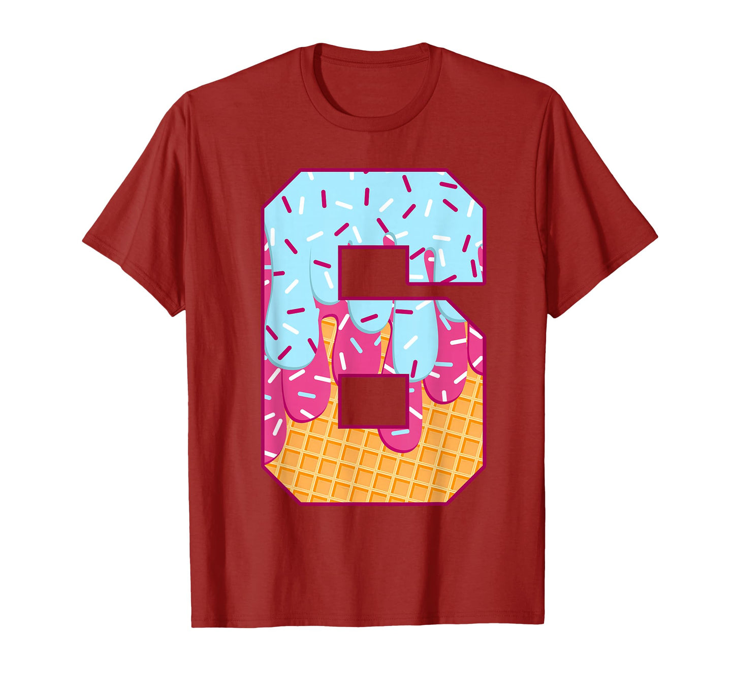 Number 6 Ice Cream Drip Matching Numbers Costume Meme T-Shirt