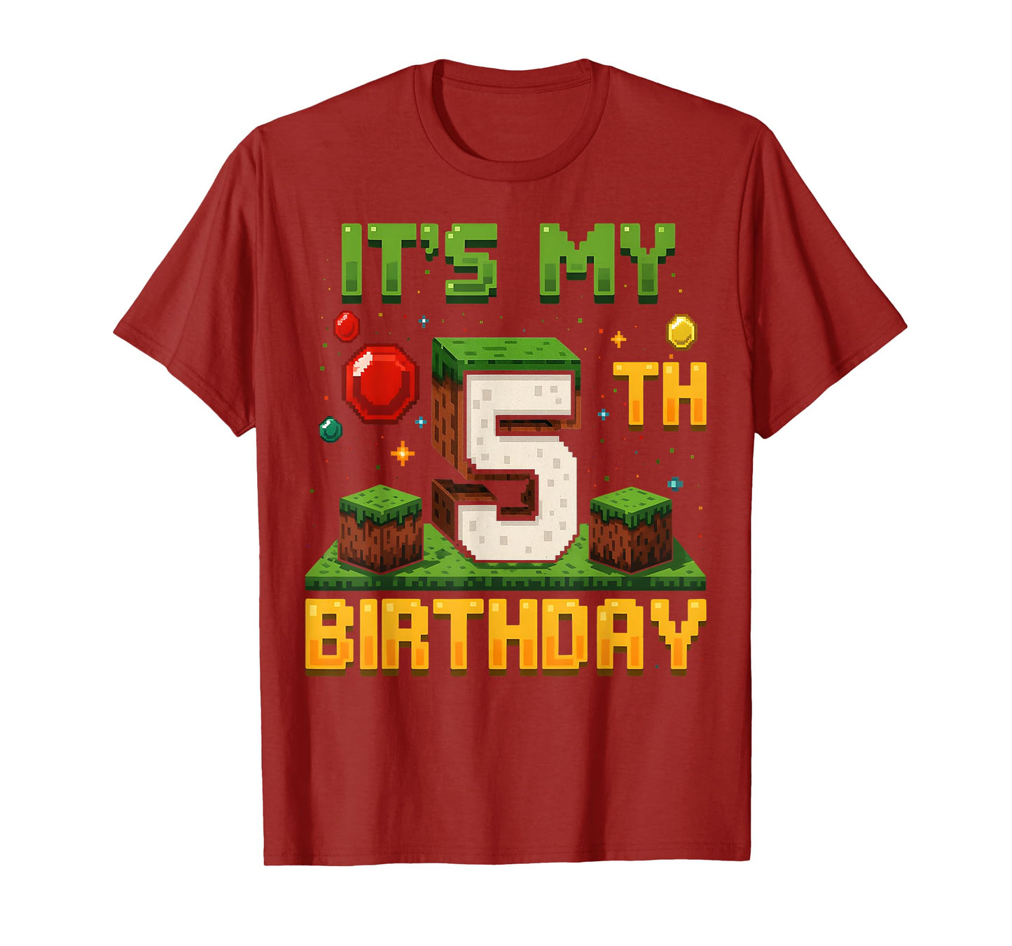 Funny Birthday Boy It's My 5th Birthday Game Pixel 5 T-Shirt