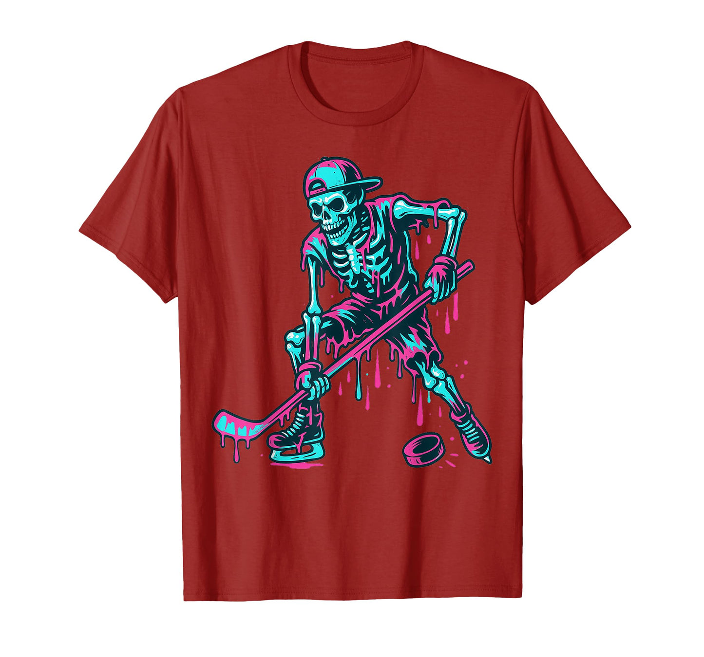 Skeleton Hockey Drip Boys Ice Cream Drip Youth Boys Hockey T-Shirt