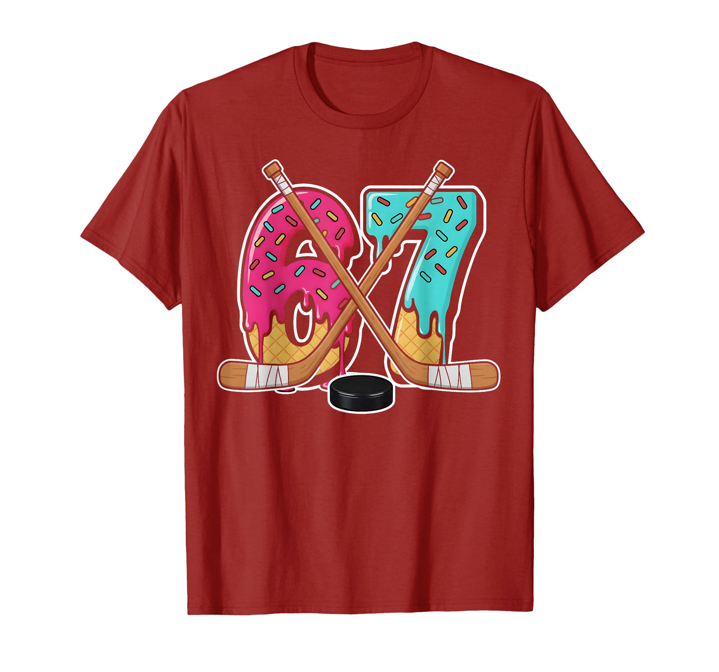 67 Ice Cream Drip Hockey Gen Alpha Slang Six Seven Meme T-Shirt