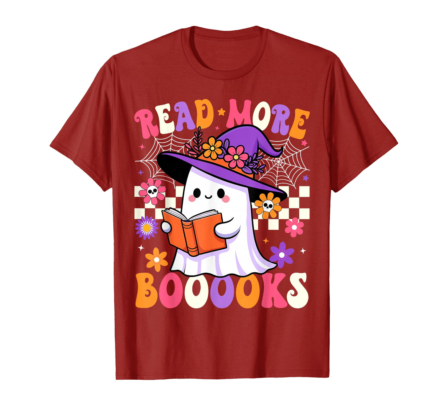 Read More Books Ghost Reading Book Funny Teacher Halloween T-Shirt