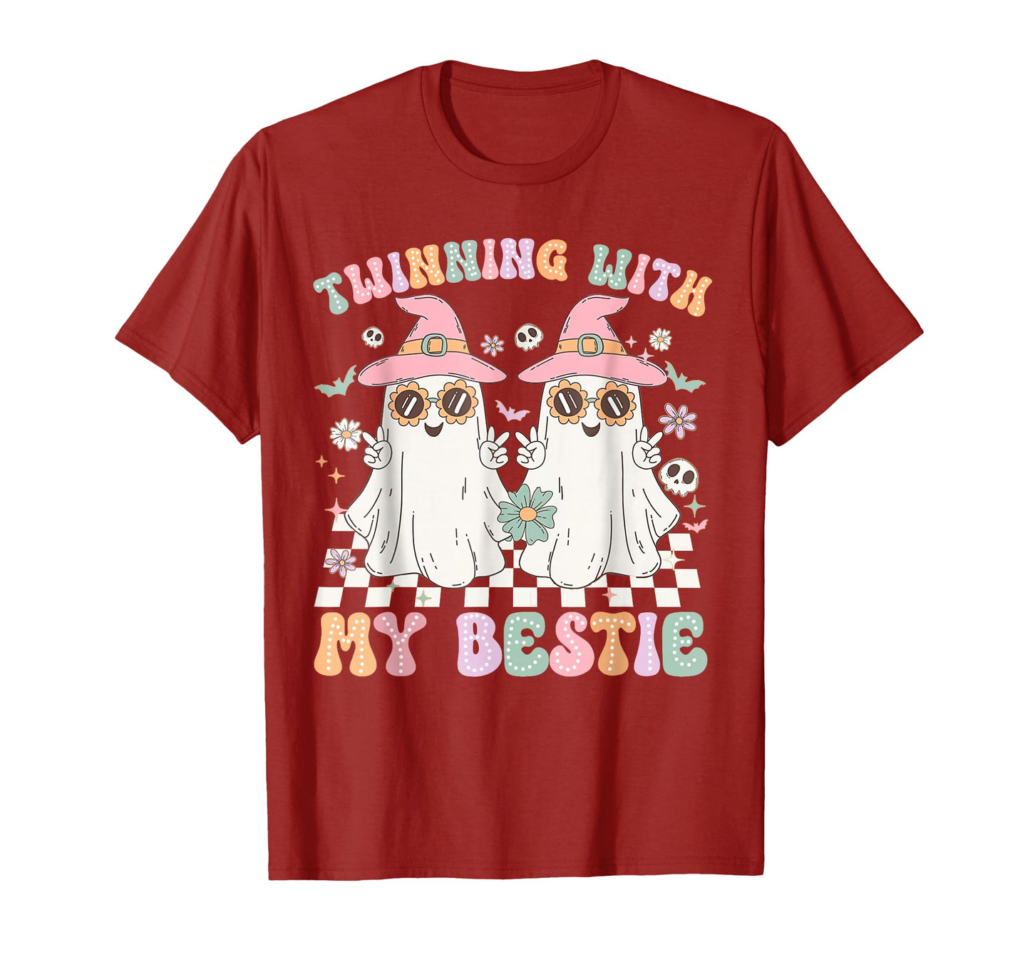 Groovy Twins Ghost Twinning With My Bestie Halloween Funny T-Shirt