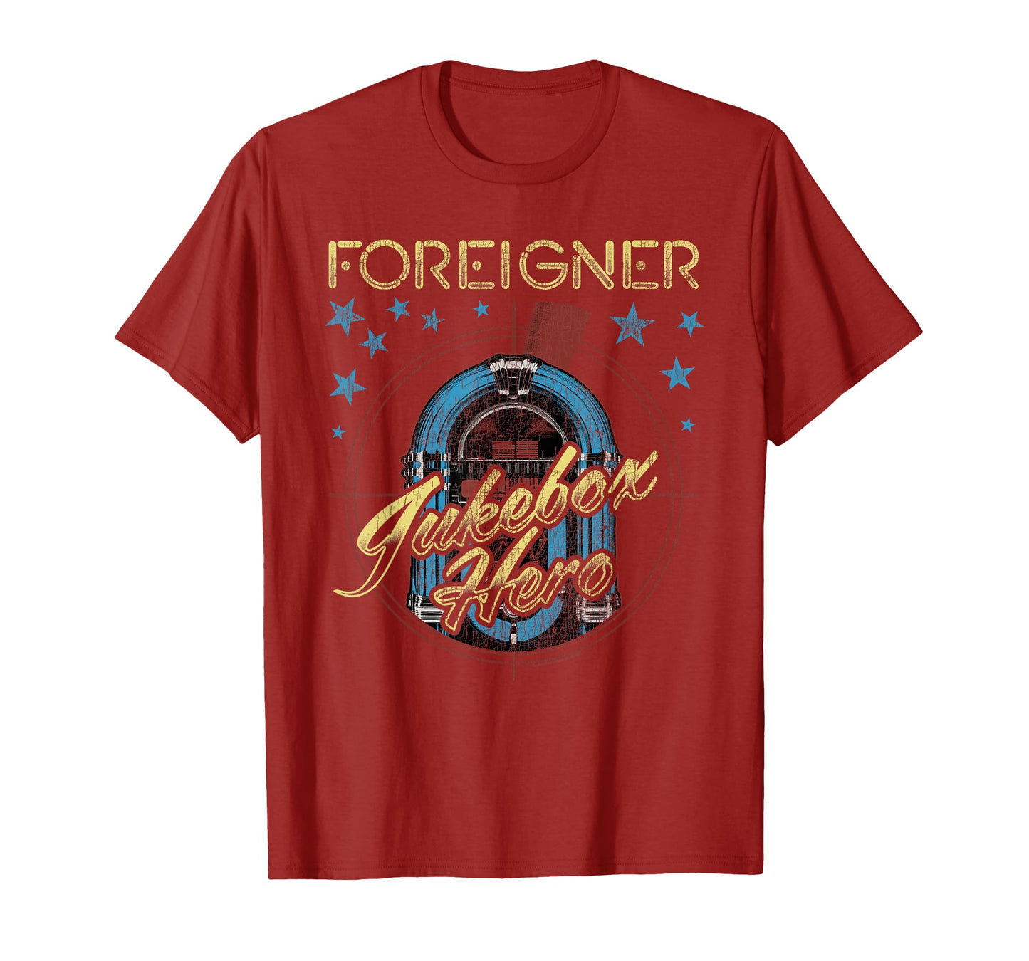 Foreigner Retro Jukebox Hero with Stars Vintage Band T-Shirt