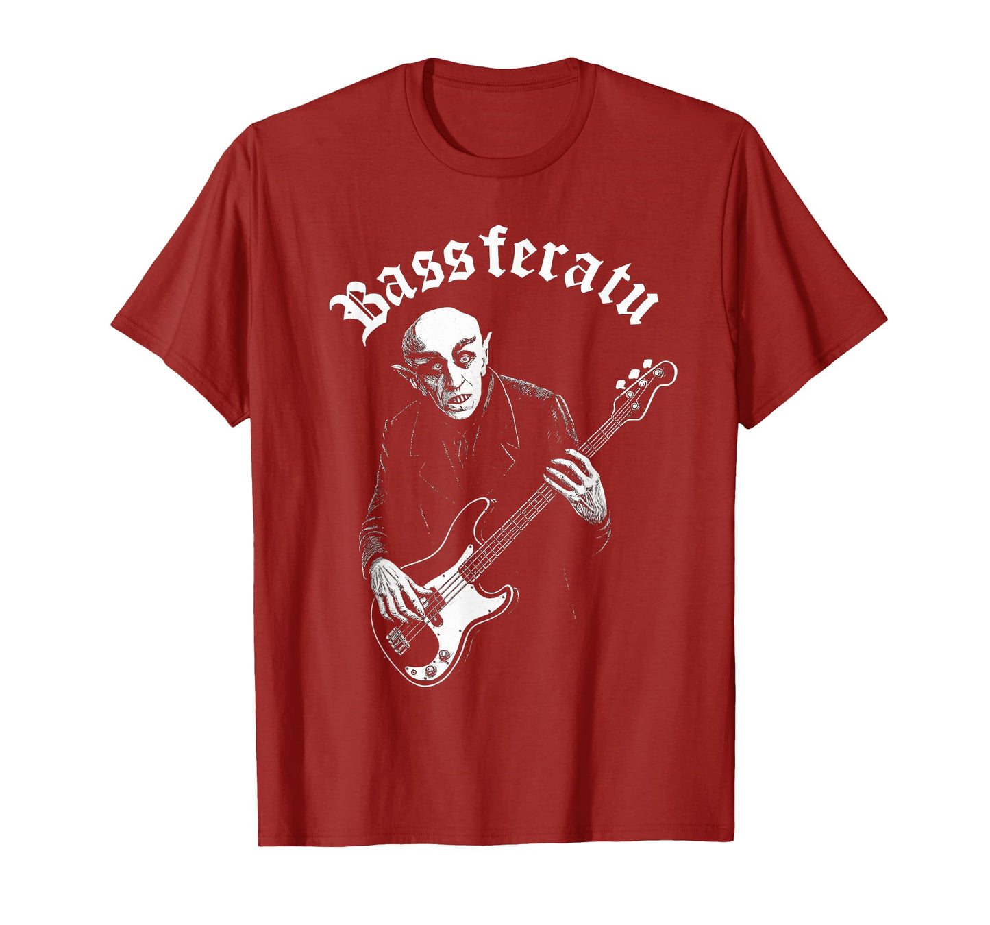 Bassferatu Gothic Horror Bass Guitar Player Halloween Parody T-Shirt