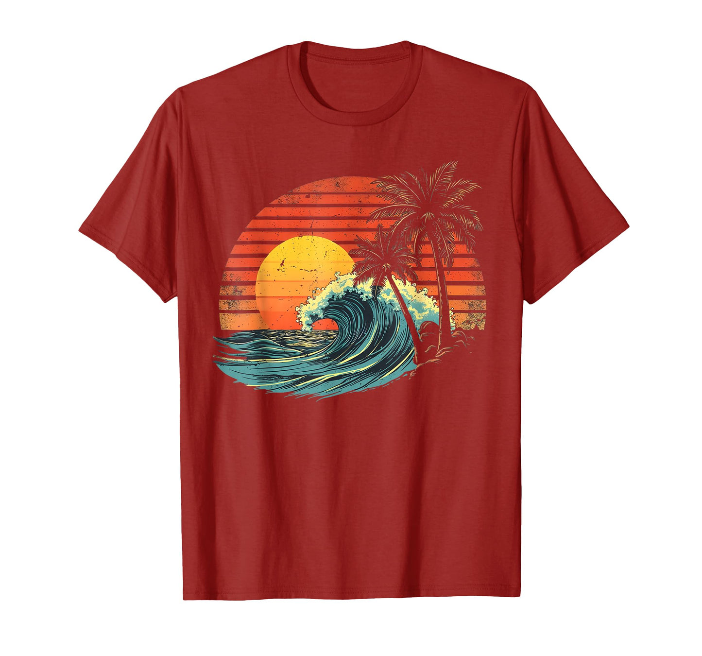 Retro Tropical Vintage Sunset Beach Palm Tree For Men Women T-Shirt