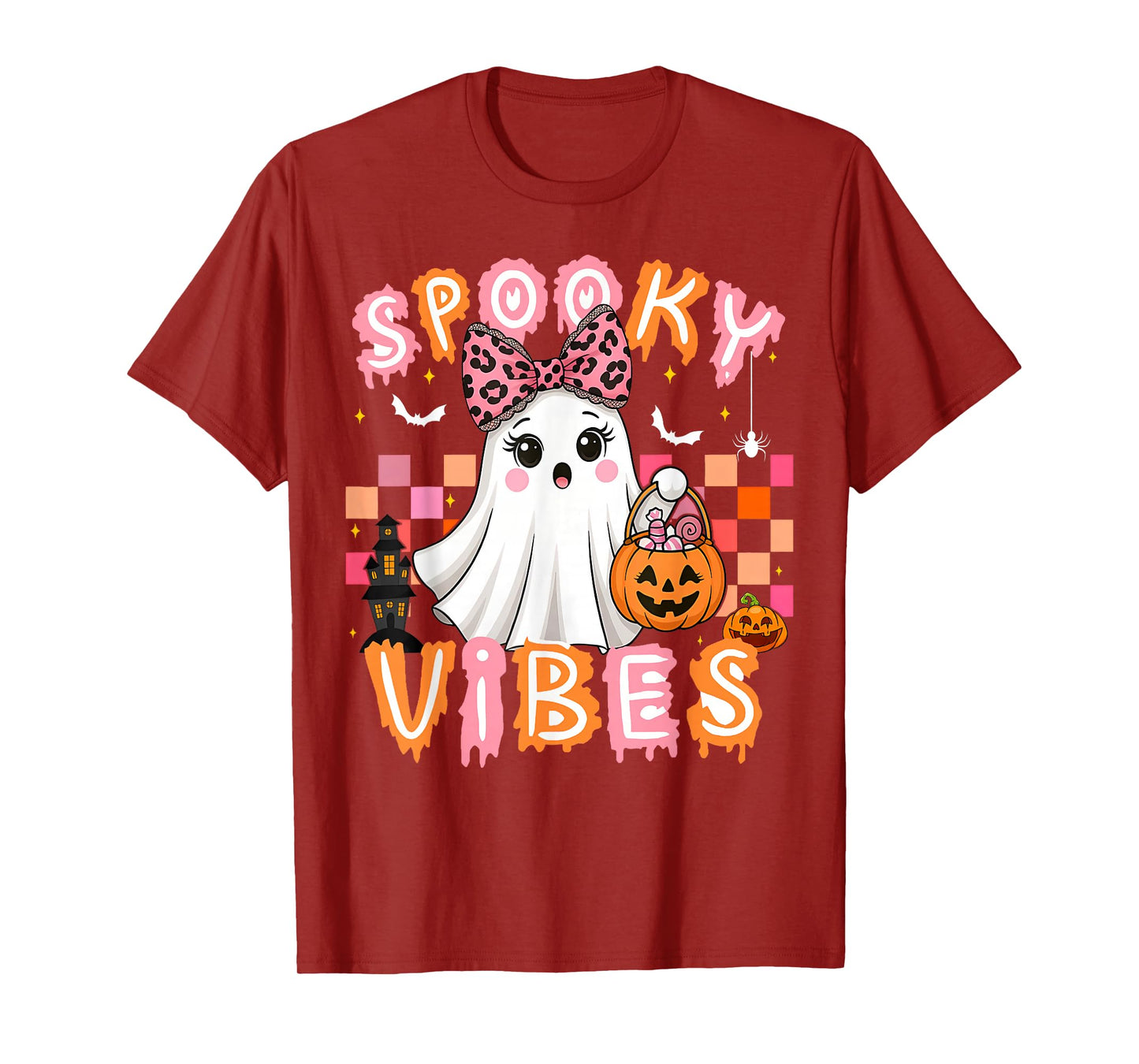 Spooky Vibes Cute Boo Ghost Halloween Costumes Girls T-Shirt