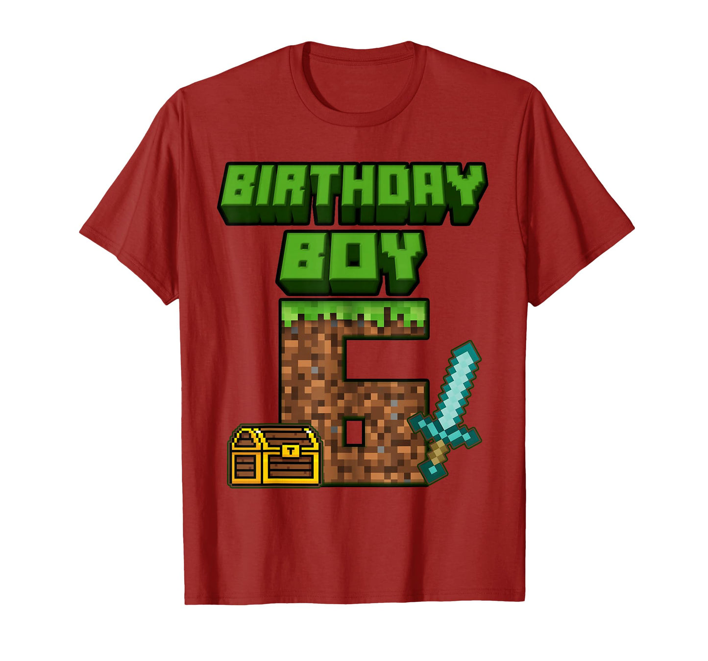6th Birthday Boy 6 Years Old Gamer Pixel Birthday Boys T-Shirt