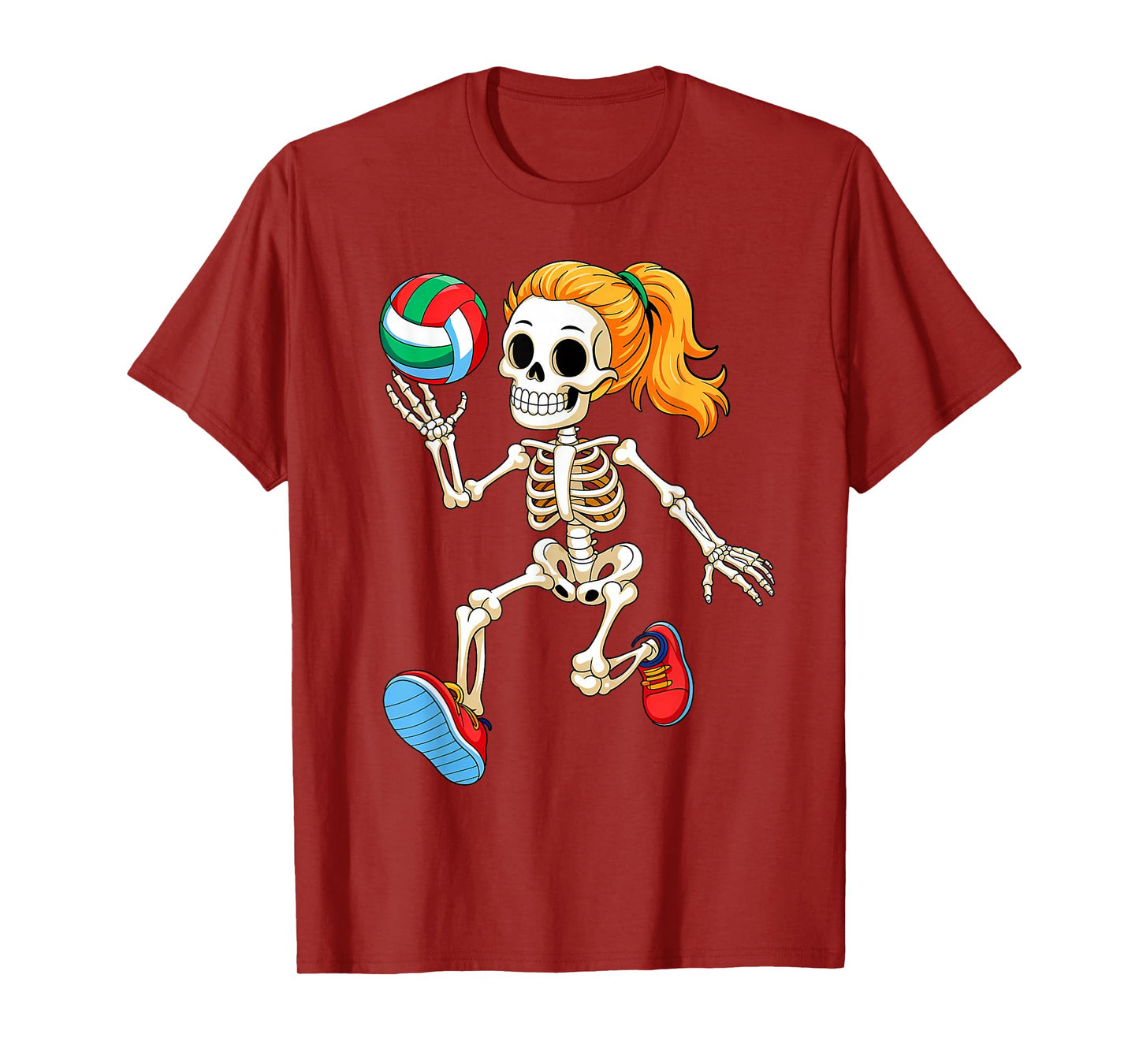 Skeleton Playing Volleyball Halloween Costume Funny Boy Girl T-Shirt
