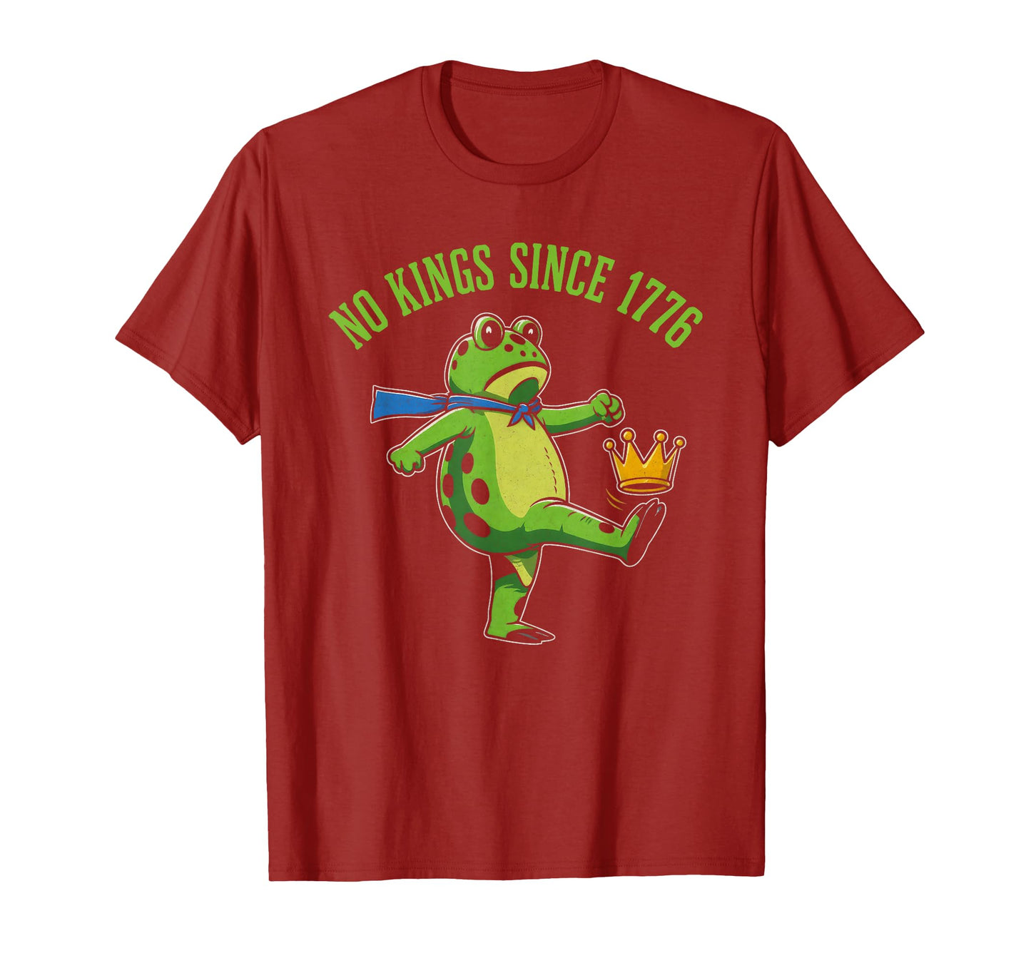 No Kings Since 1776 Portland Frog Kicking Crown Retro T-Shirt
