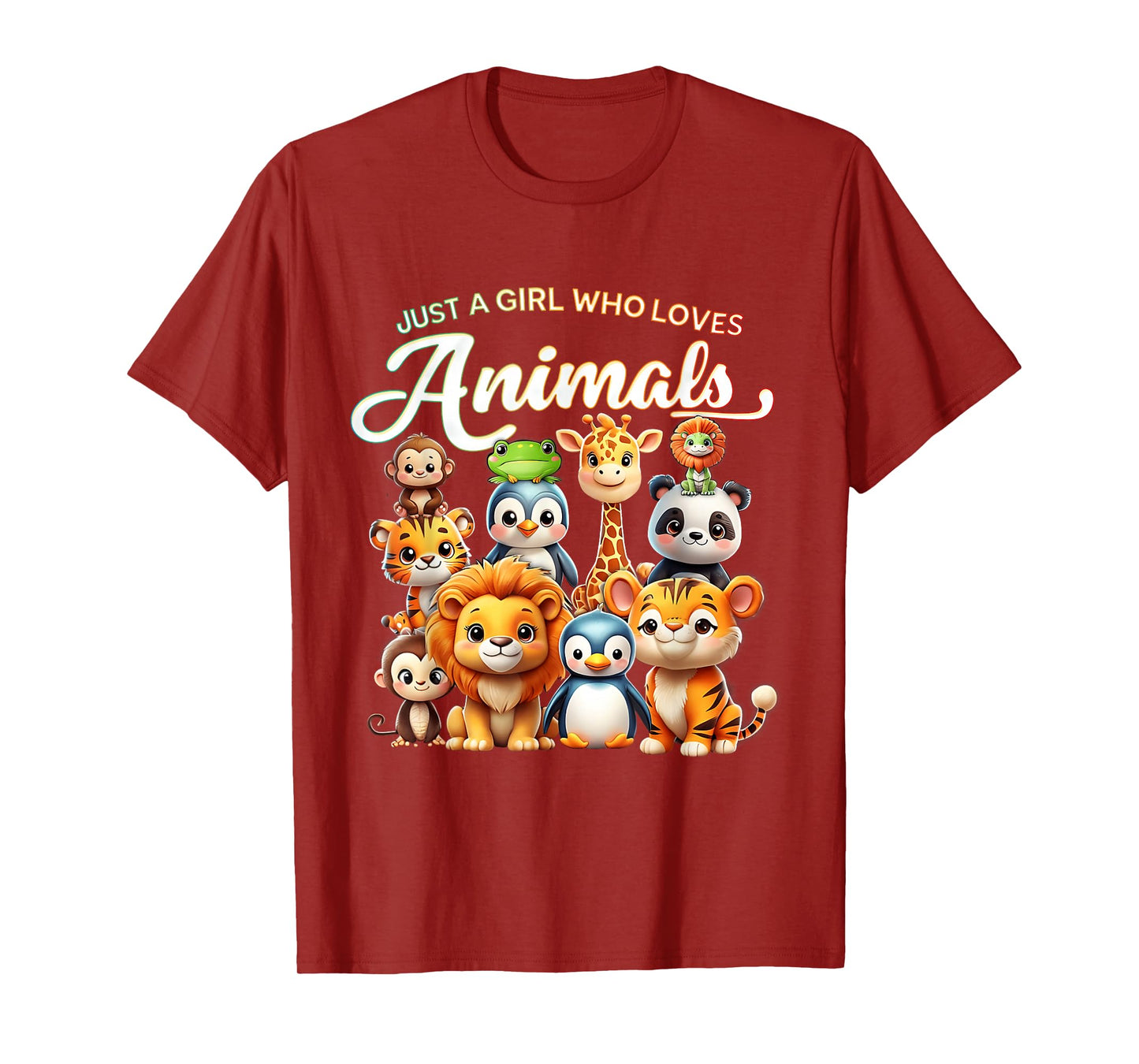 Just Girl Who Loves Animals Wild Safari Cute Zoo Animals T-Shirt