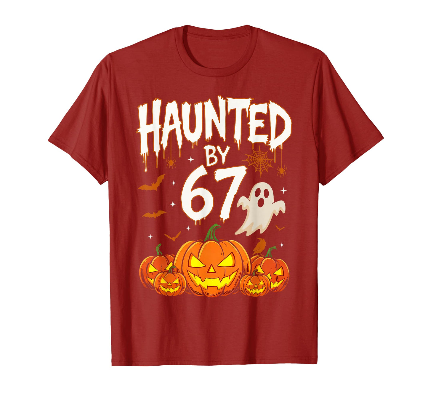 Haunted by 67 Funny Six Seven Meme Pumpkin Ghost Halloween T-Shirt