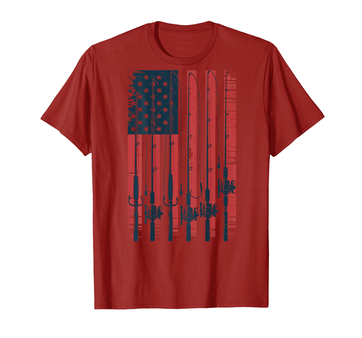 American Flag Fishing Pole Patriotic Fishing Gift Funny Dad T-Shirt