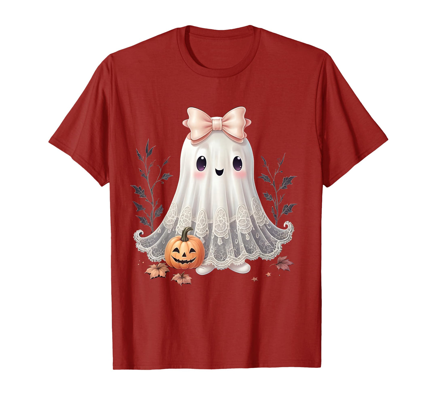 Lace Ghost Halloween Coquette Bow Vintage Women Girls T-Shirt