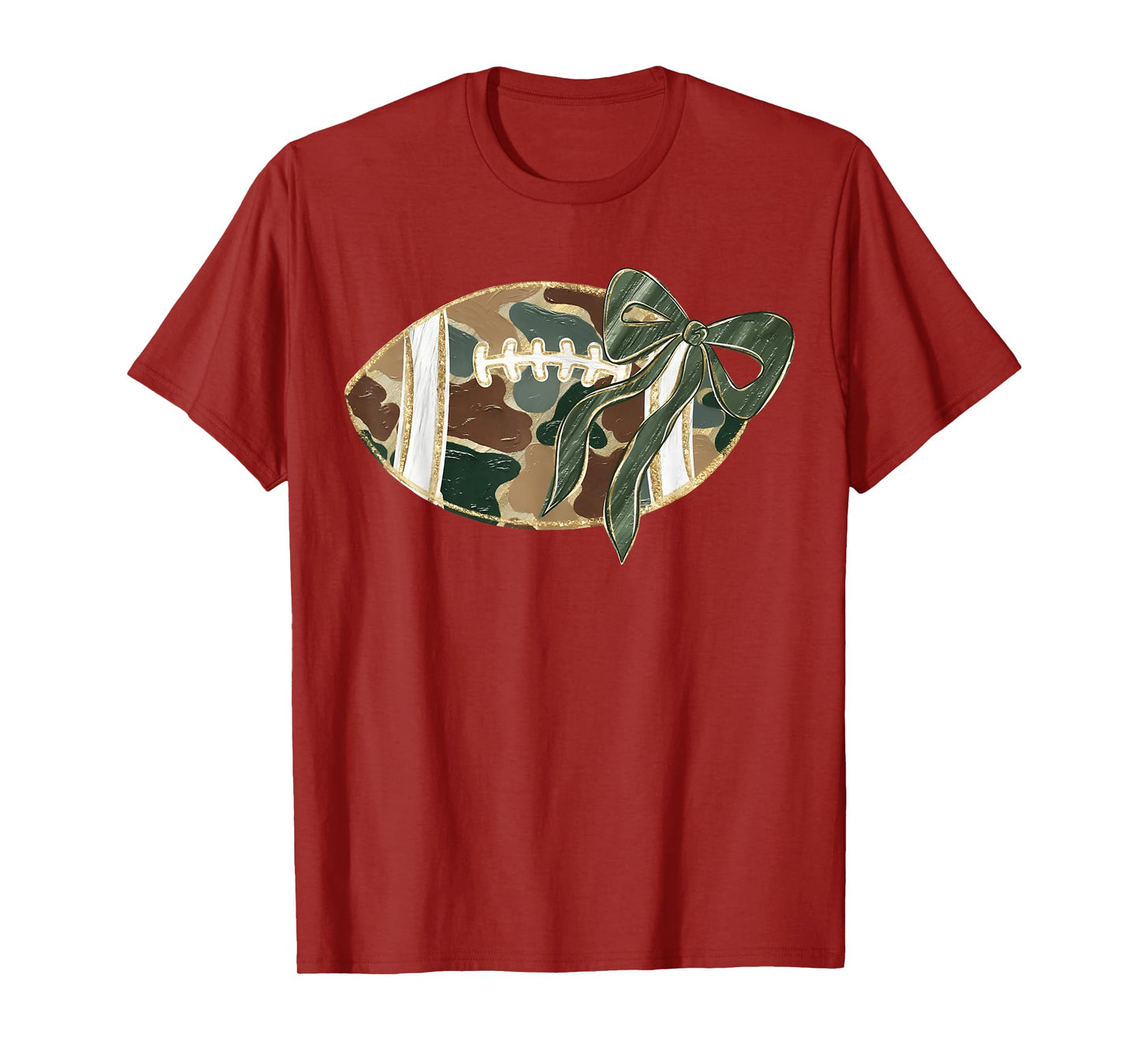 Camo Football Coquette Bow Touchdown Season Football Mama T-Shirt