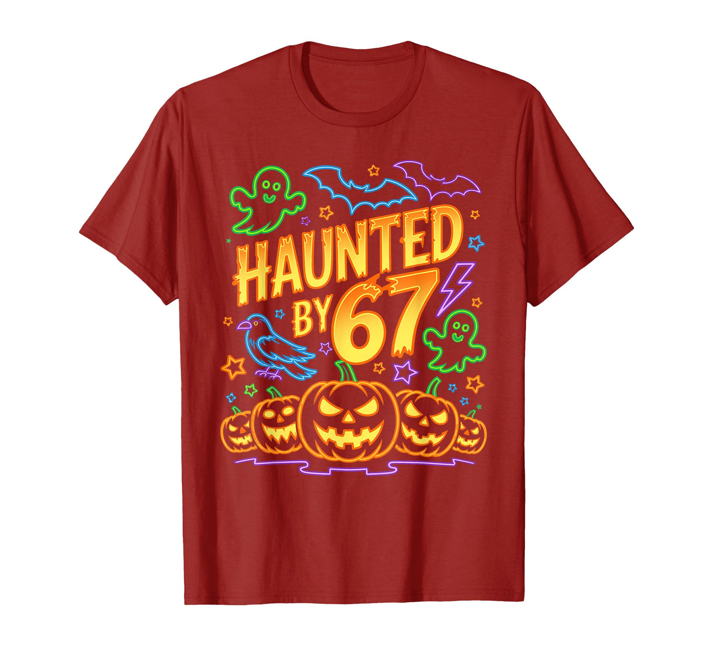 Haunted by 67 – Funny Six Seven Meme 6 7 Halloween Costume T-Shirt