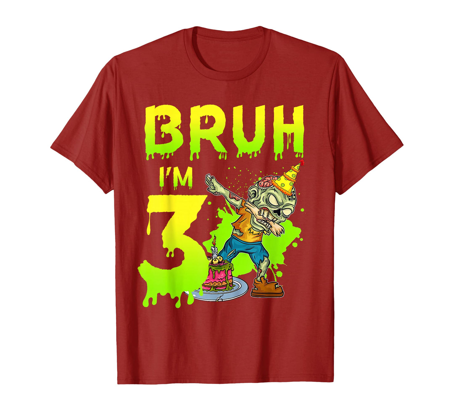 Bruh I'm 3rd Birthday Zombie Lover 3 Years Old Boys T-Shirt