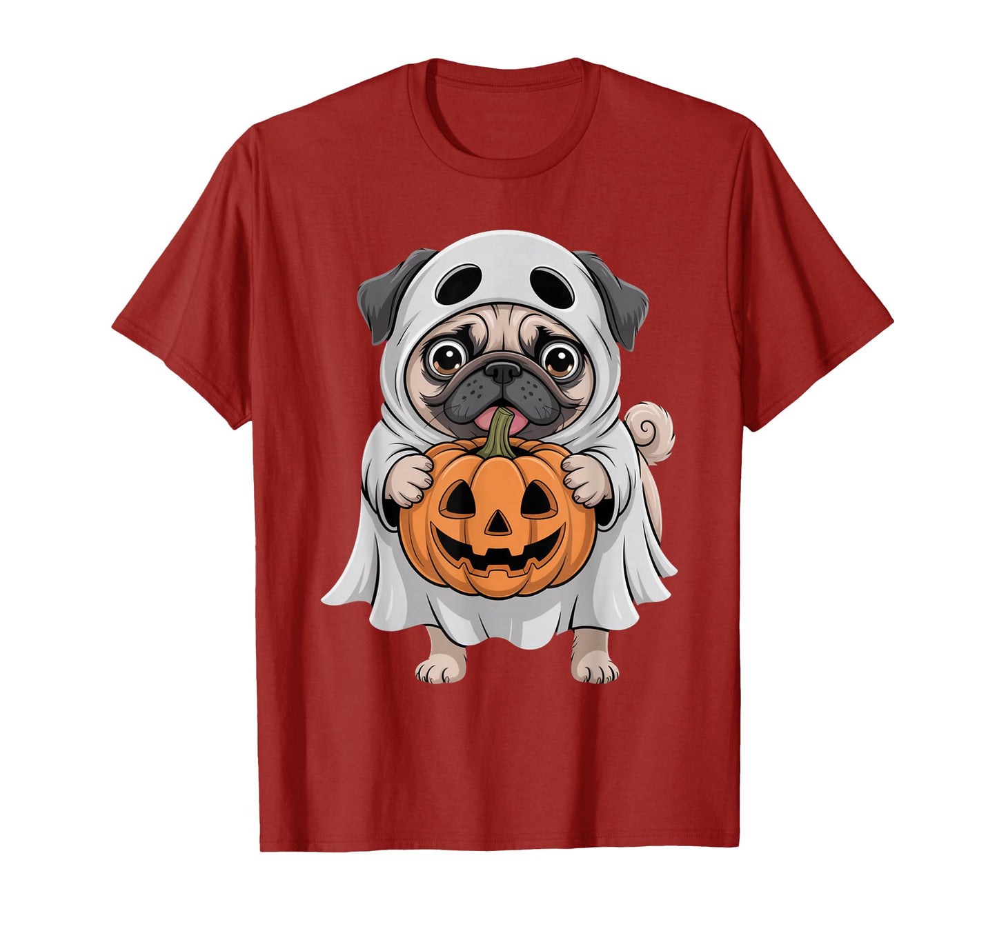 Cute Pug Ghost Pumpkin Dog Lover Halloween Costume T-Shirt