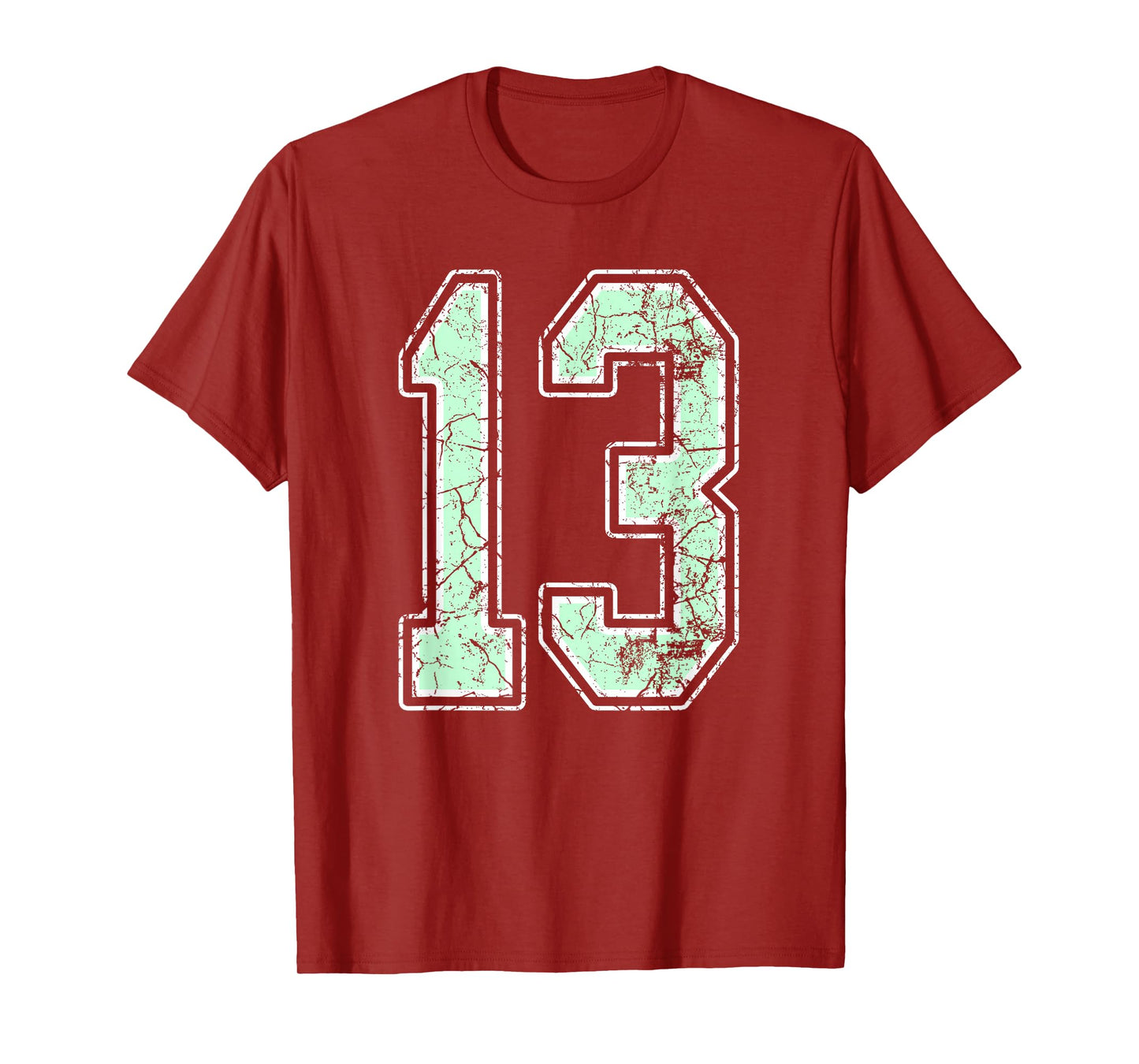 Mint Green White Sports Number 13 Jersey Uniform Player T-Shirt