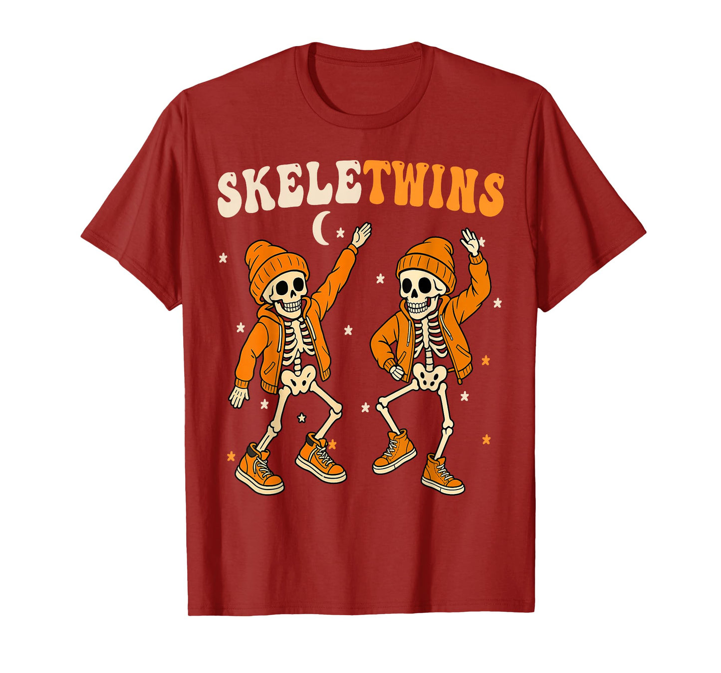 Twins Halloween Matching Skeletwins Funny Dancing Skeletons T-Shirt
