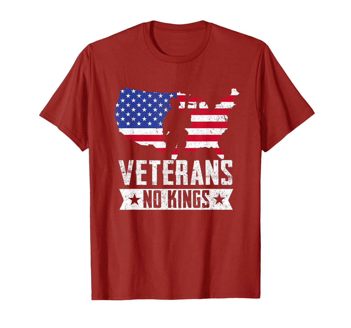 Veterans No Kings Vintage Military America Flag Veterans Day T-Shirt