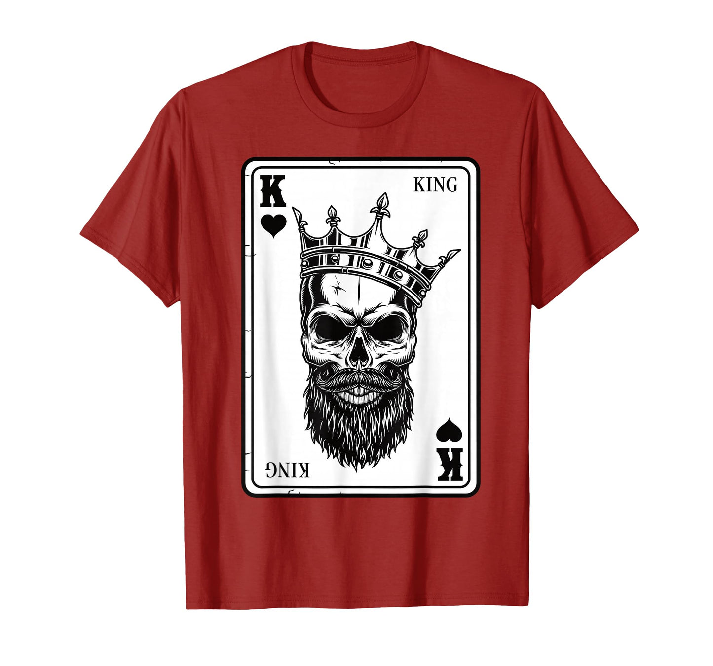 King And Queen Skull - 2/2 Card Hearts Flush Couple Matching T-Shirt