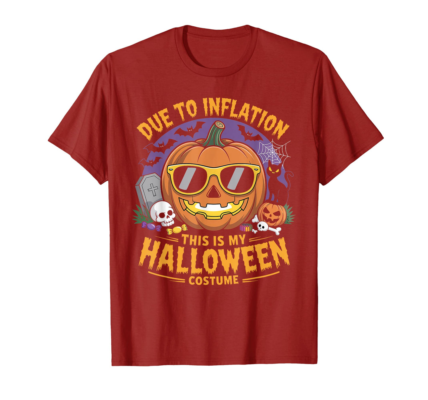Due to Inflation This is My Halloween Costume Funny Pumpkin T-Shirt