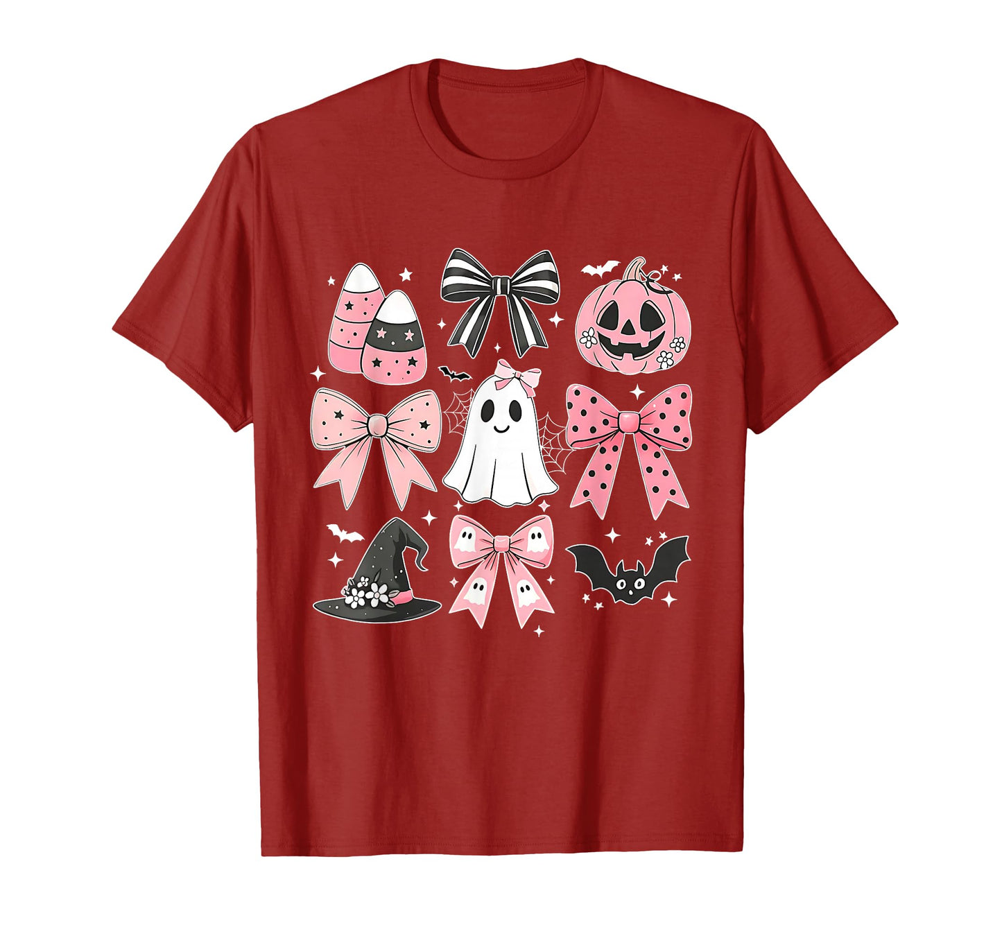 Coquette Bow Halloween Pink Halloween Ghost Pumpkin T-Shirt