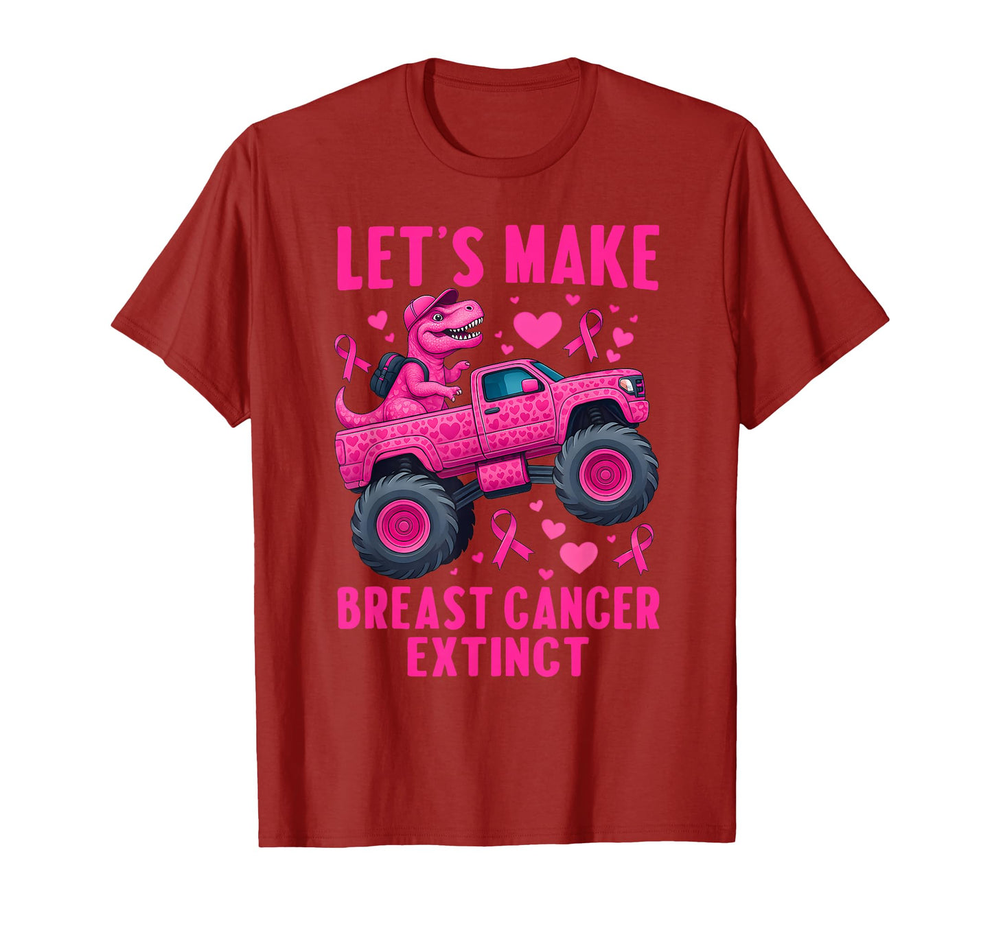Lets Make Breast Cancer Extinct Pink Dinosaur Kids Boys Girl T-Shirt