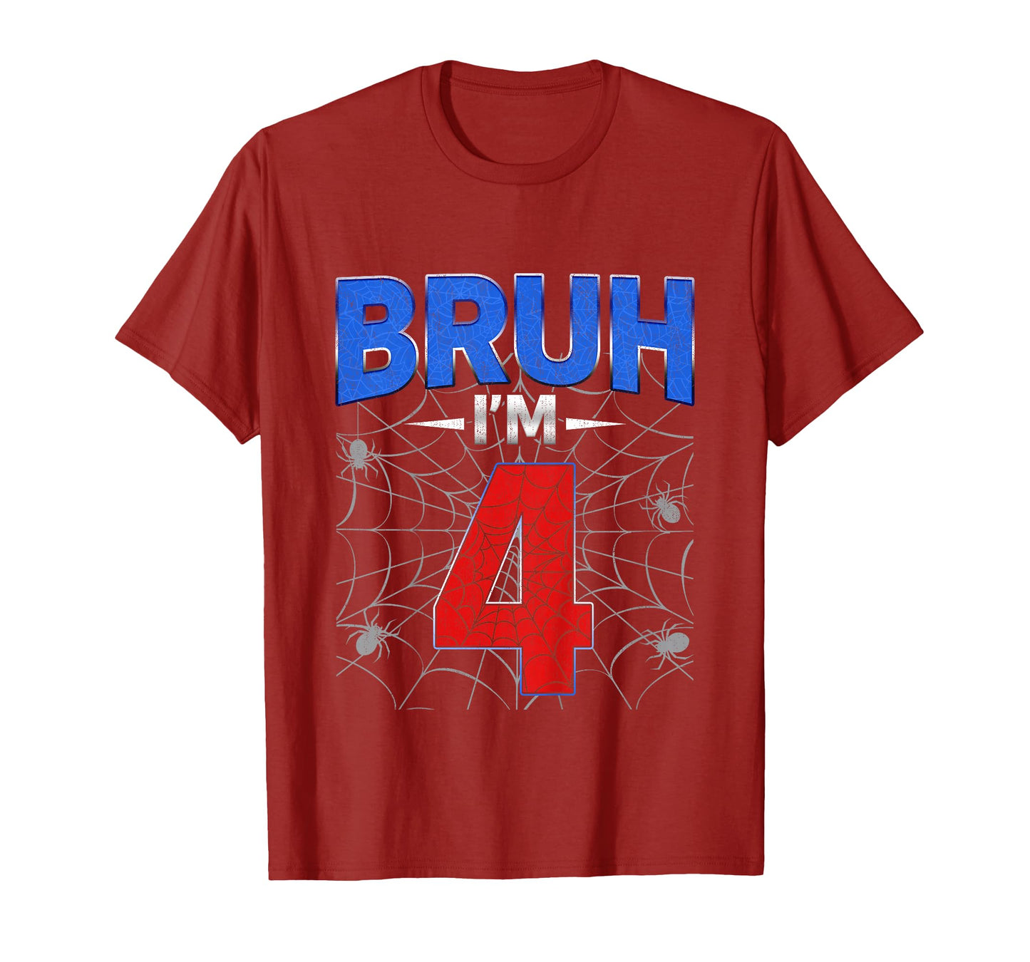 Kids Bruh I'm 4 Year Old Funny 4th Birthday Boys Kids Spider Web T-Shirt