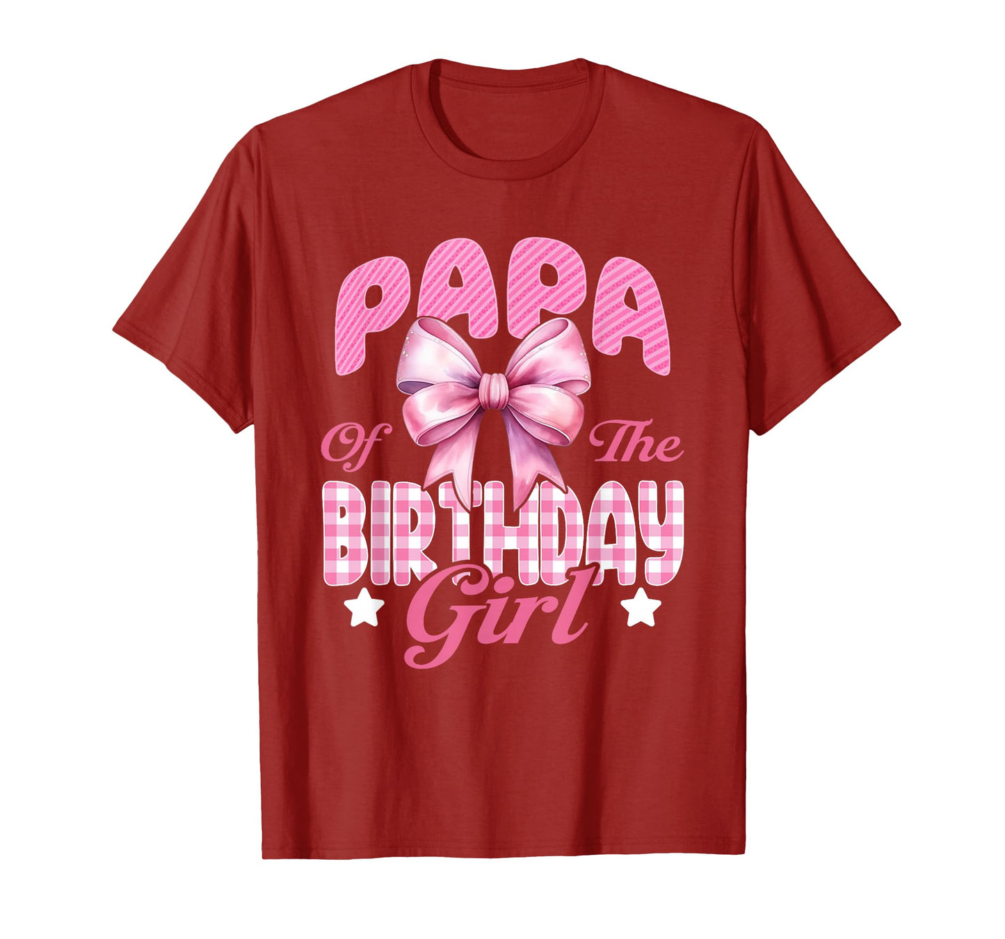 Papa of The Birthday Girl Family Pink Coquette Bow T-Shirt
