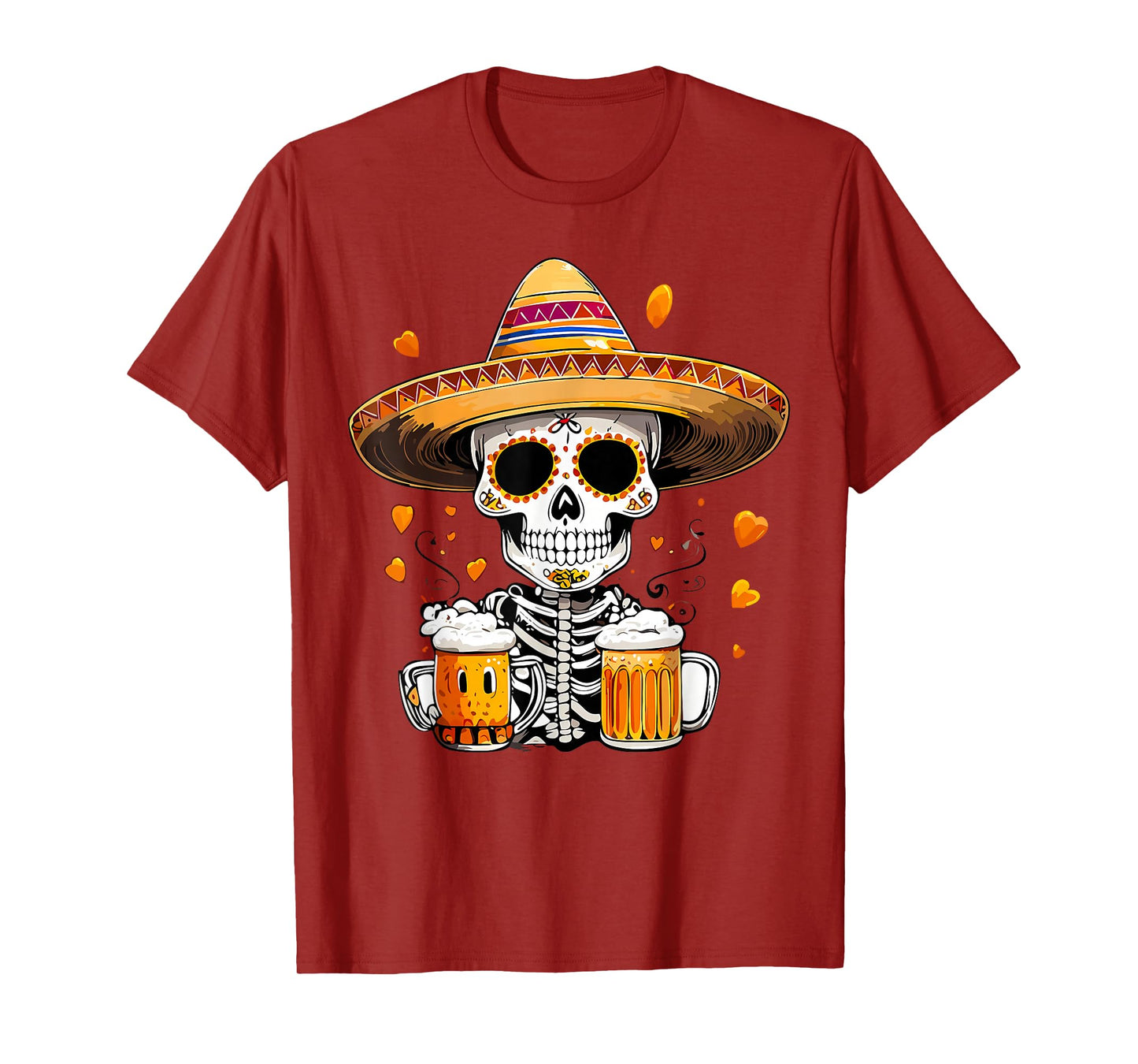 Skeleton Halloween Dia de Los Muertos Skeleton with Beer T-Shirt