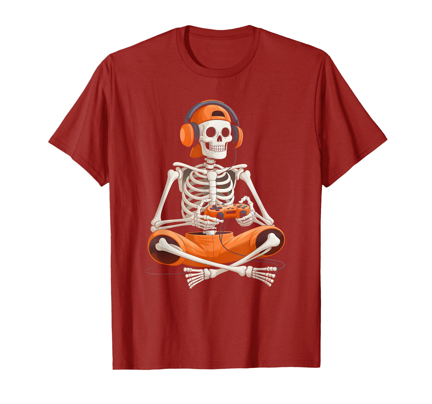 Funny Skeleton Video Game Halloween Gaming Gamer Boys Men T-Shirt