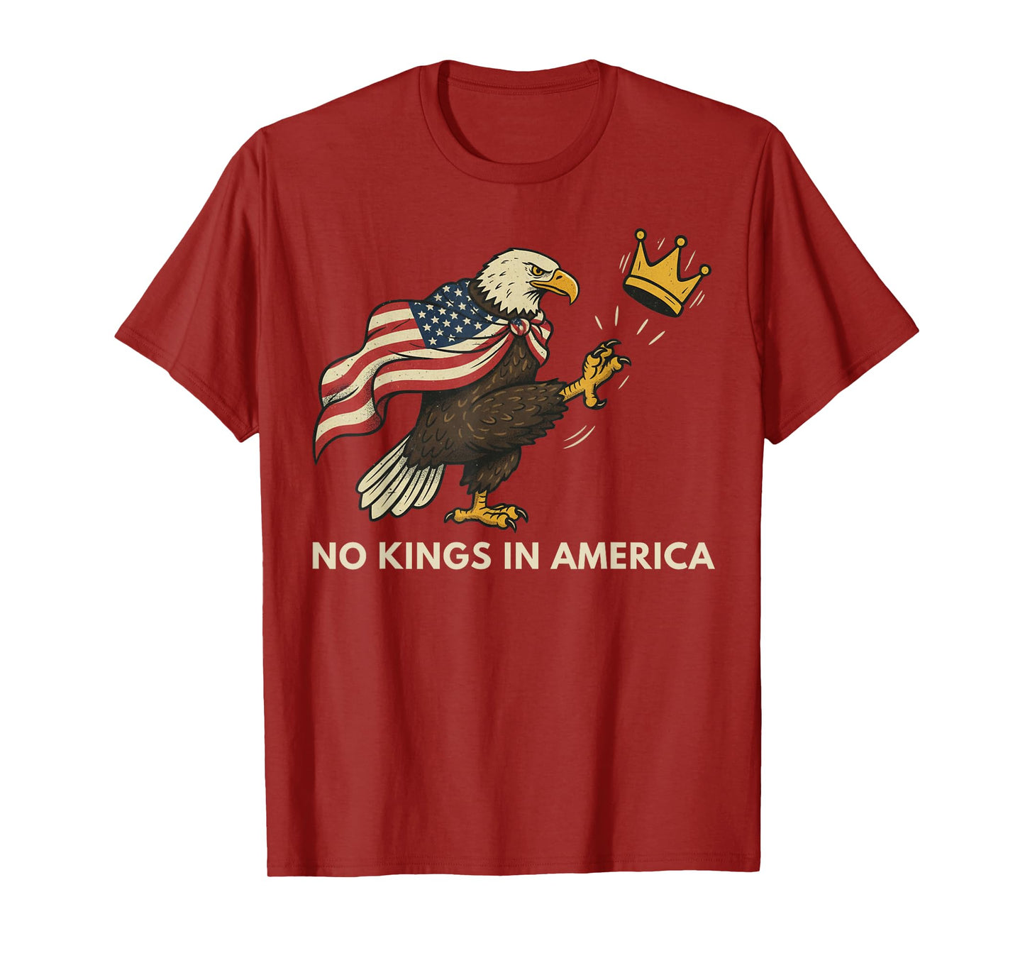 No Kings in America Patriotic Eagle Democracy Design T-Shirt