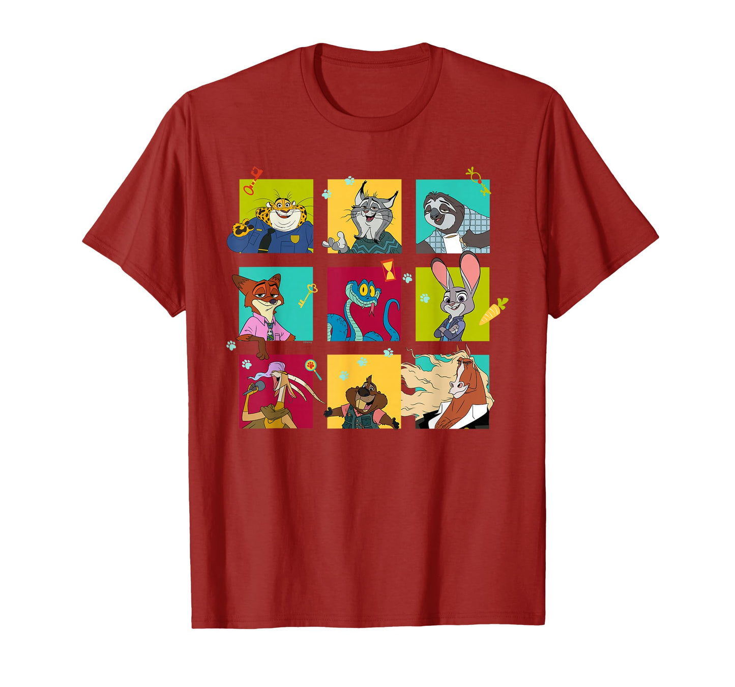 Disney Zootopia 2 Illustrated Characters Grid T-Shirt