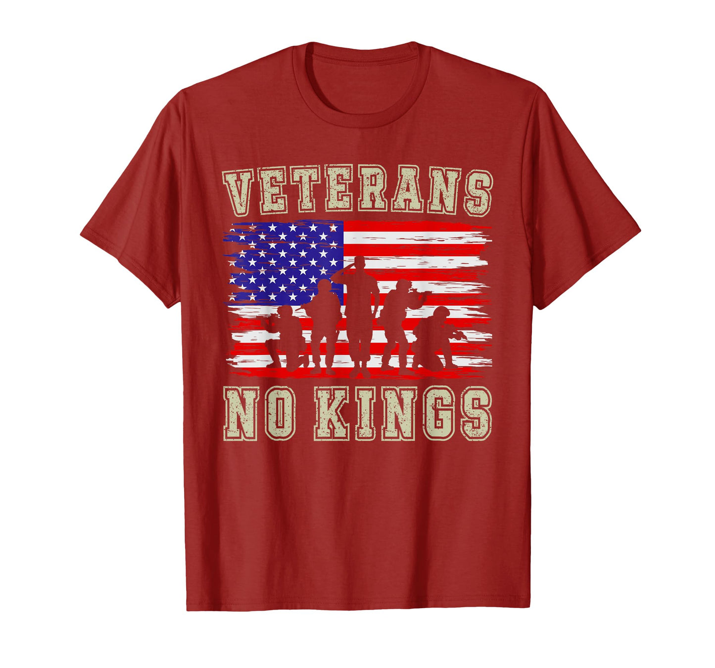 No Kings Veterans Patriotic American Flag Veterans Day Retro T-Shirt