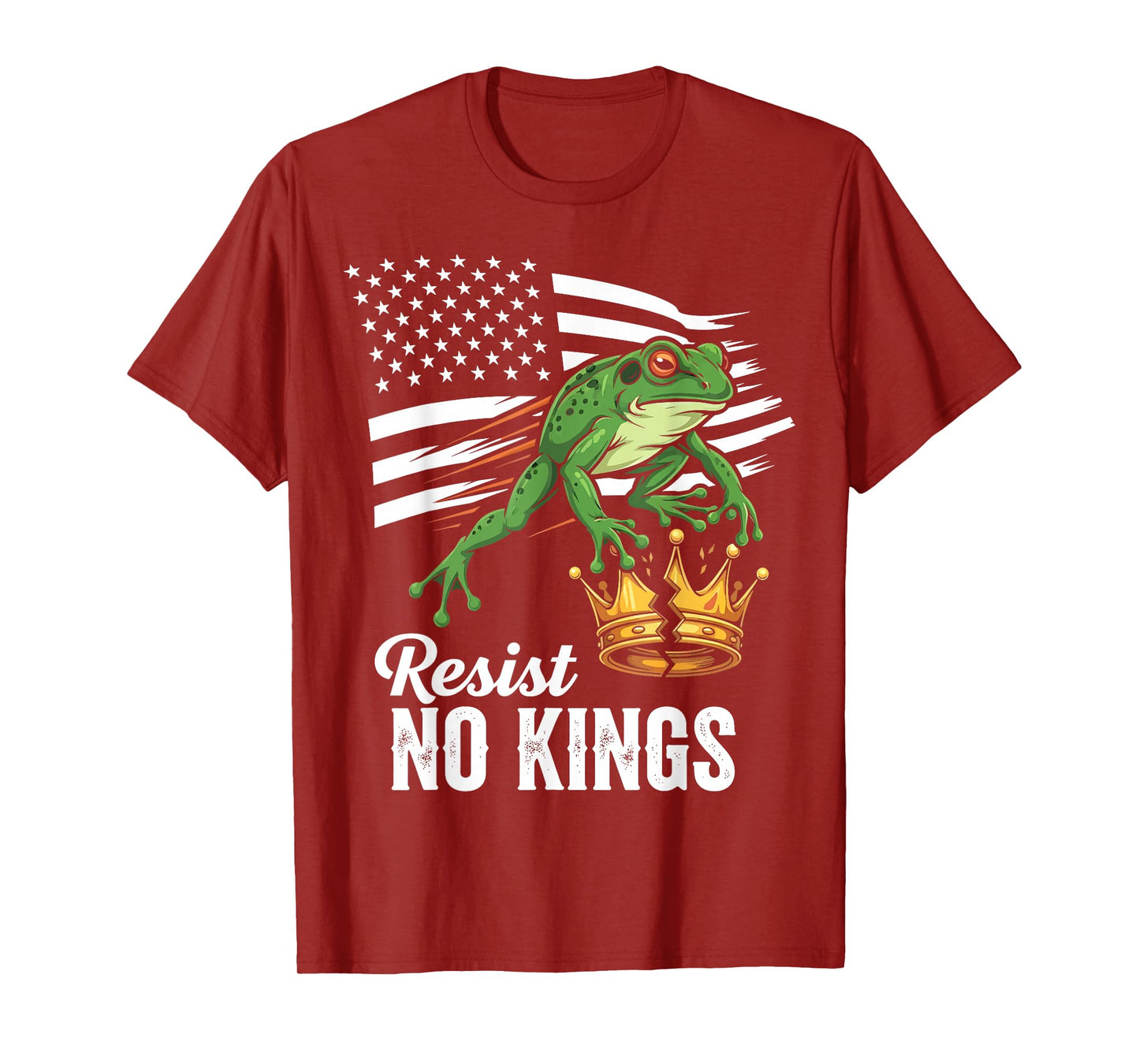 Resist No Kings USA Flag Frog Patriot Political Protest T-Shirt