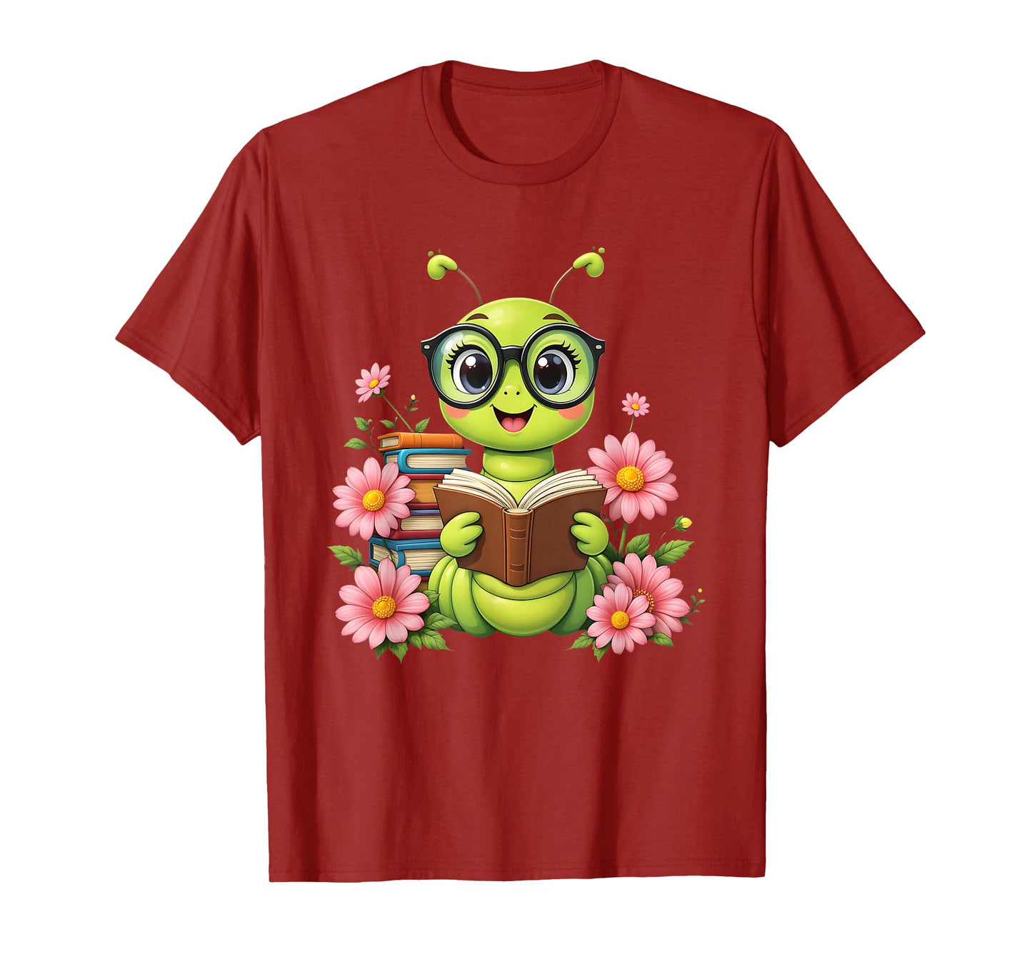Bookworm Costume Kawaii Reading Worm for World Book Day T-Shirt