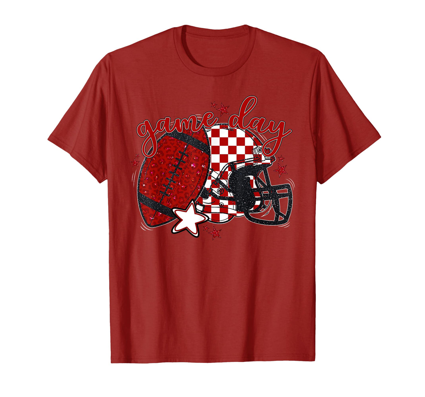Red Leopard Game Day Football Touchdown Season Men Boys T-Shirt