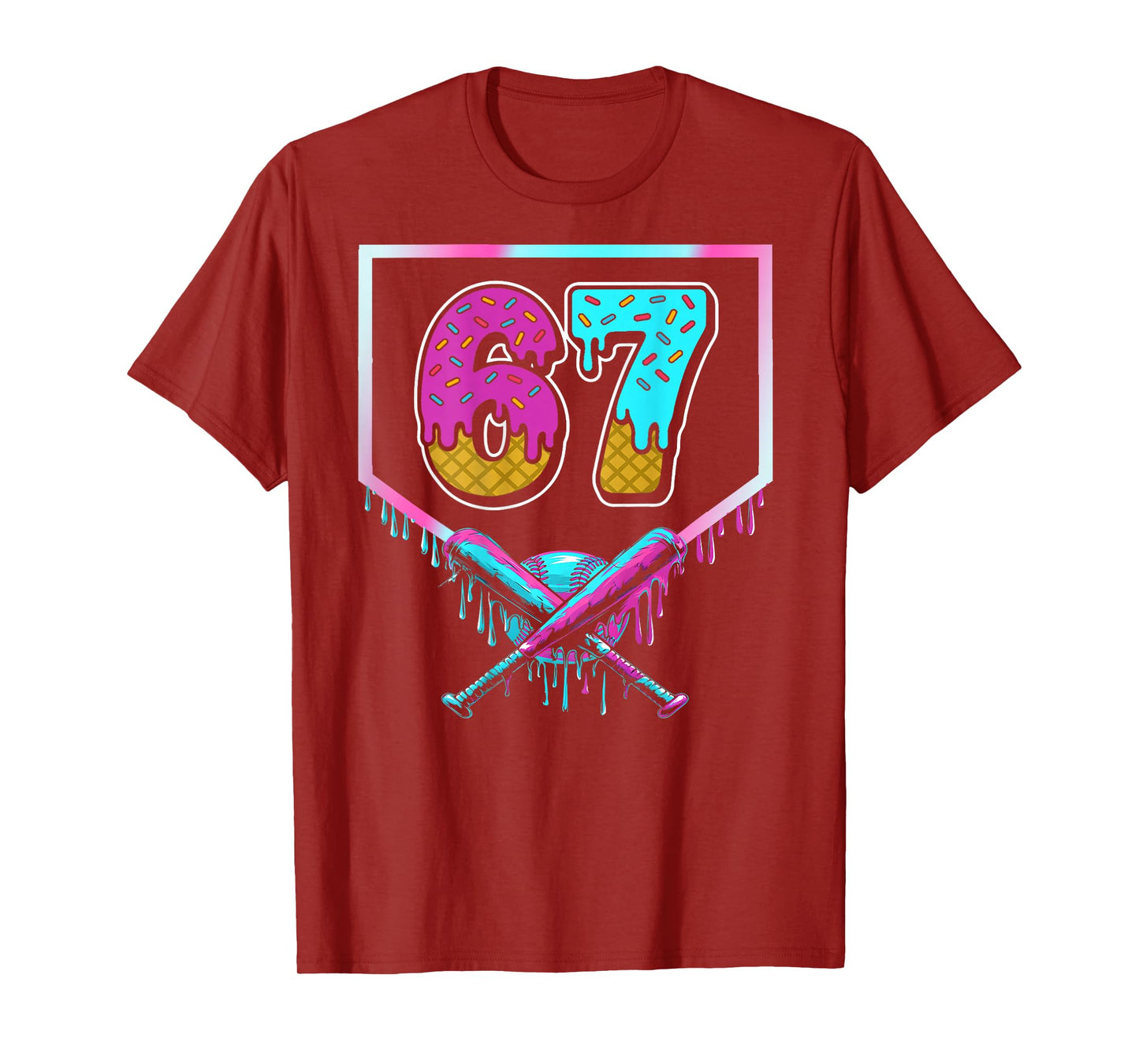 Six Seven Ice Cream Drip Sport 67 Fun Mason Meme (On Back) T-Shirt