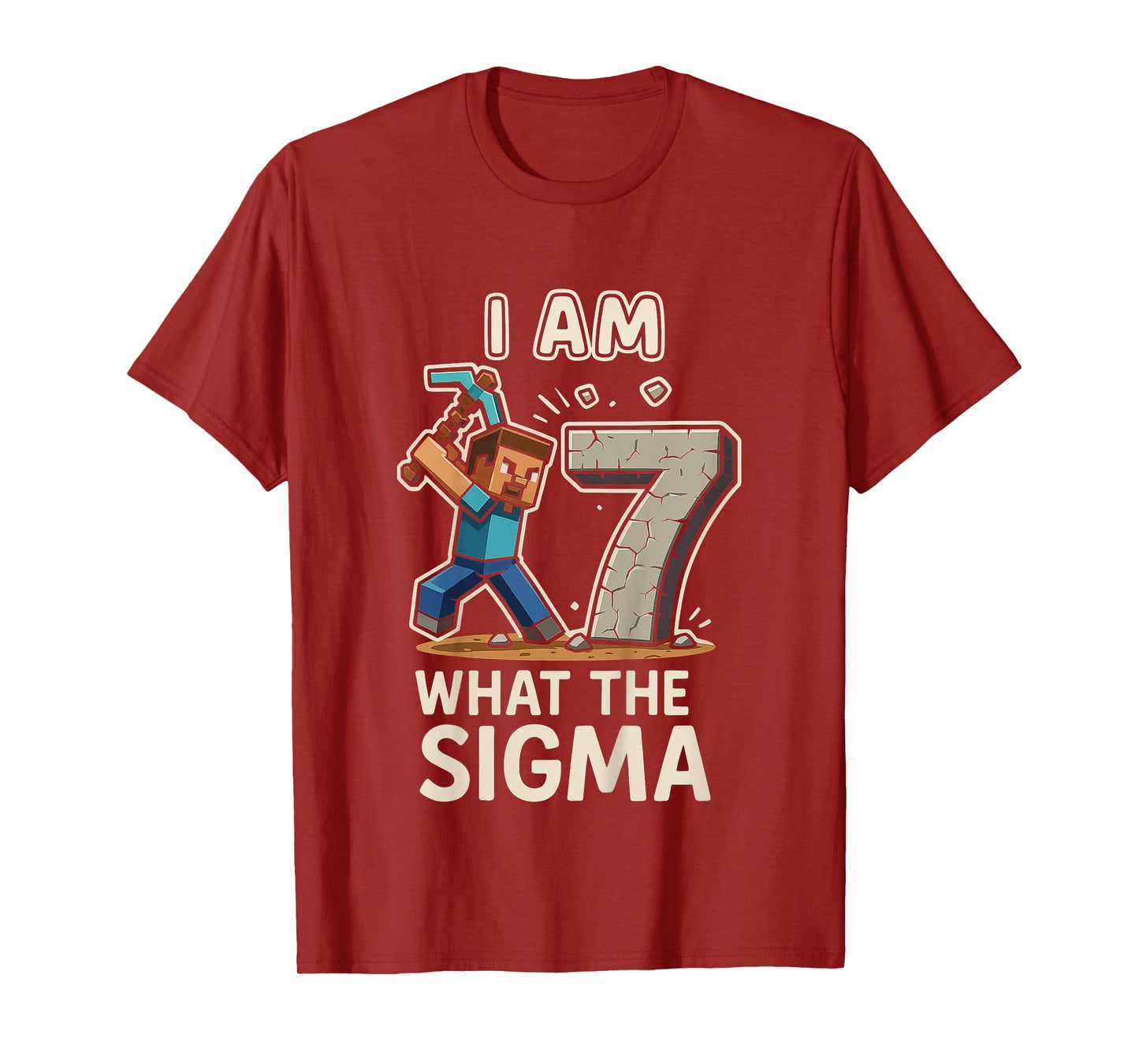 Kids Kids 7 Years Old Sigma Pixel Art Mining Gamer Birthday T-Shirt