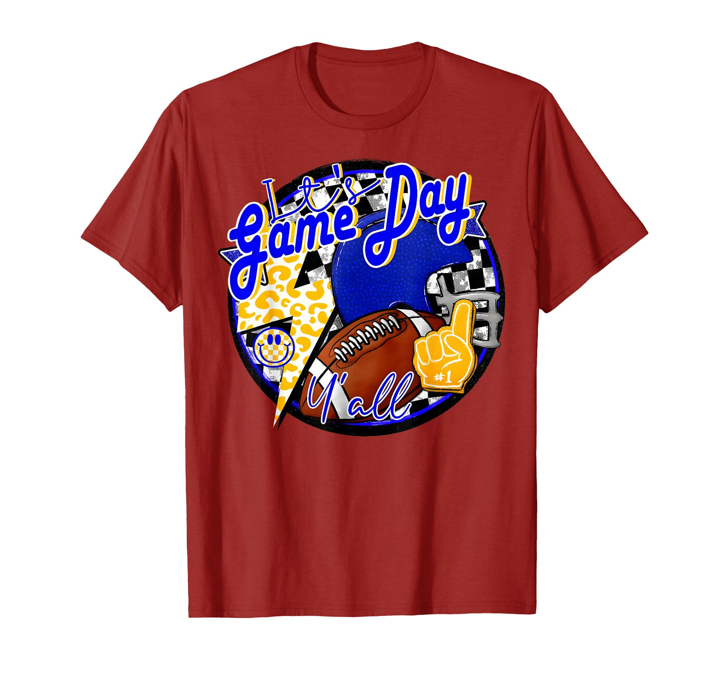 It's Game Day Y'all Retro Football Team Spirit Blue & Gold T-Shirt