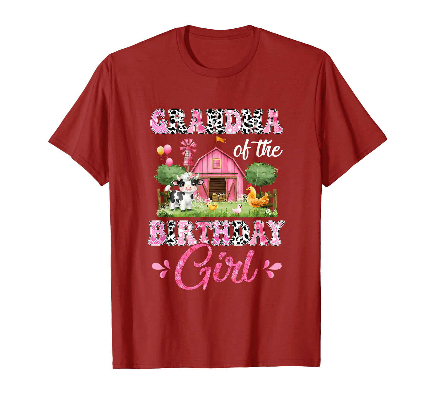 Grandma Of The Birthday Girl 1St Birthday Cow Farm Family T-Shirt