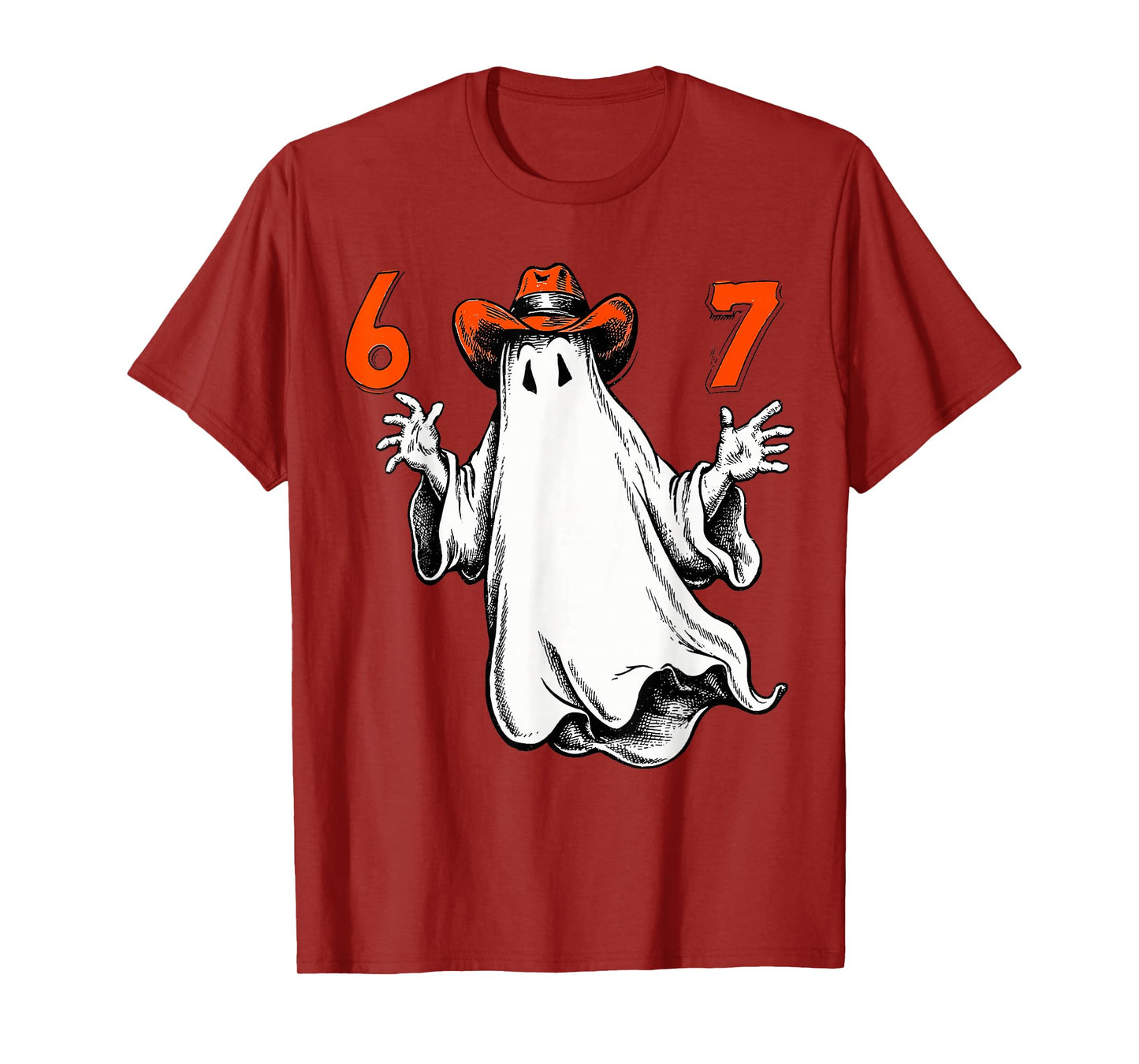 Spooky Ghost Number 67 Halloween Haunted Six Seven 6 7 Meme T-Shirt