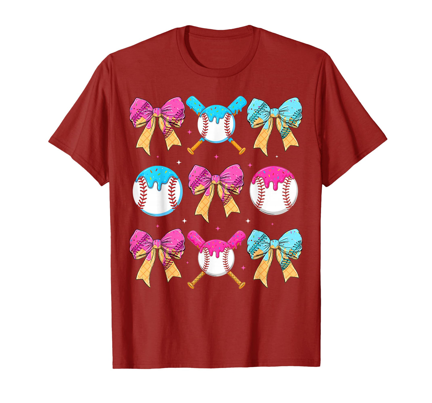 Baseball Sister Drip Bow Ice Cream Drip Girls Sprinkle Youth T-Shirt