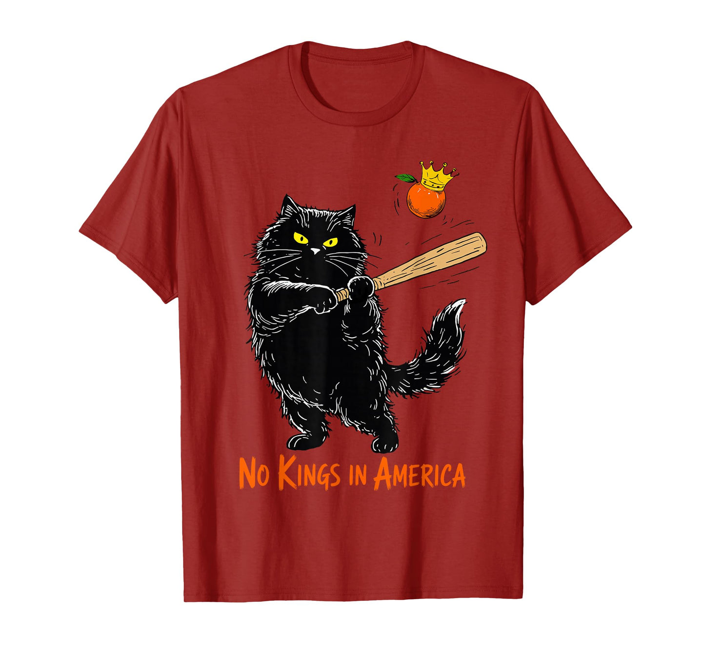 Cat Baseball No Kings In America Protest Fight Oligarchy T-Shirt