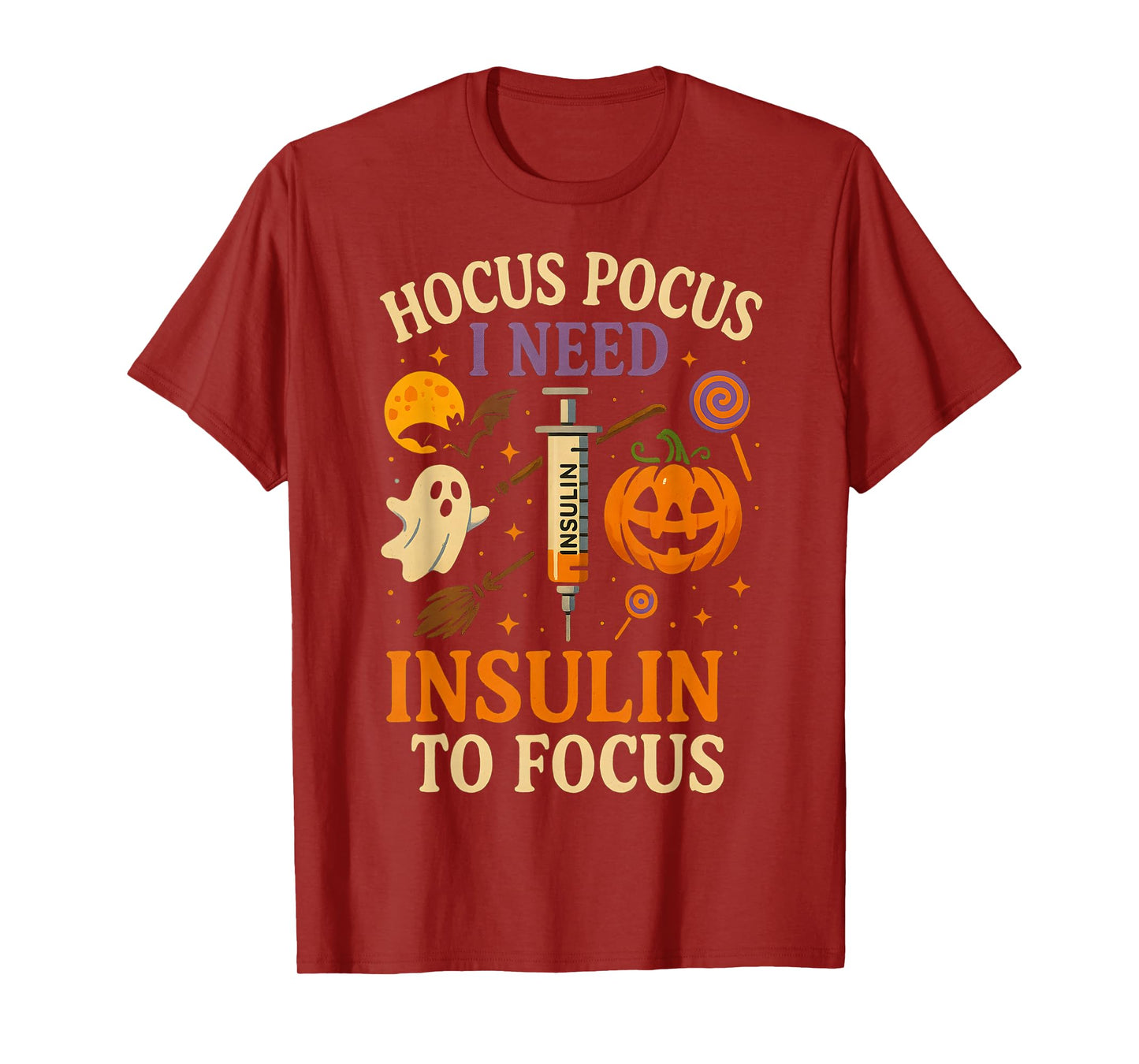 Hocus Pocus I Need Insulin to Focus Halloween Funny T-Shirt