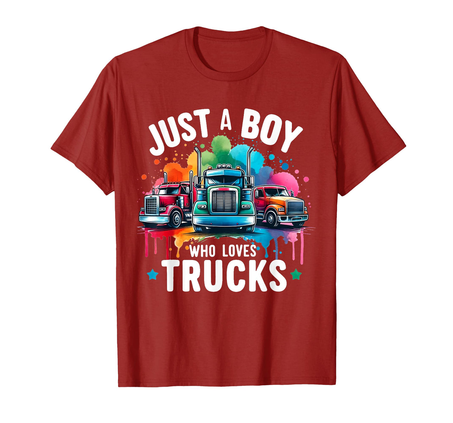 Just a Boy who loves Trucks Semi Trucker Drip Kids Toddler T-Shirt