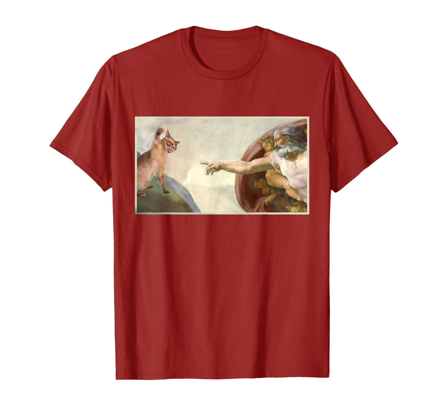 Funny Cat Slap Sarcastic Creation Of Adam Cat Meme Cat Lover T-Shirt