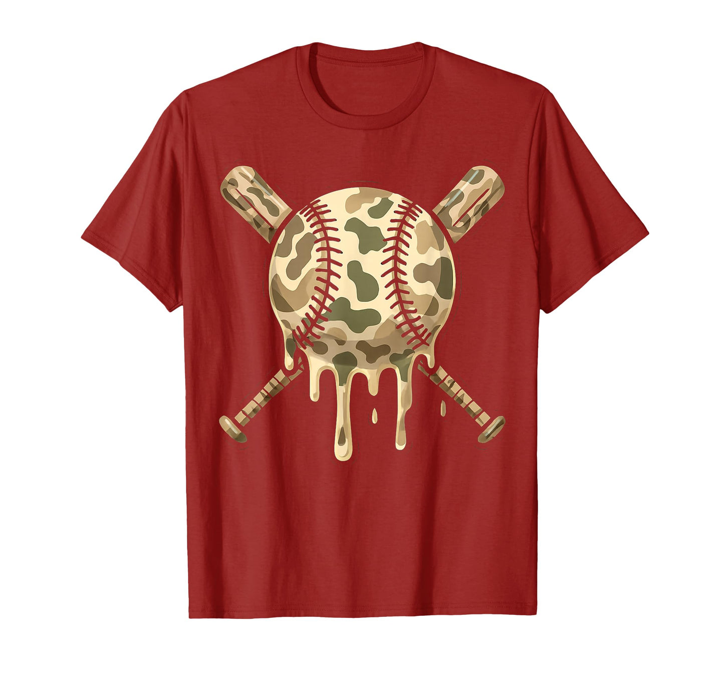 Baseball Drip Camo Baseball Bats Boys Sports Cool Game Day T-Shirt