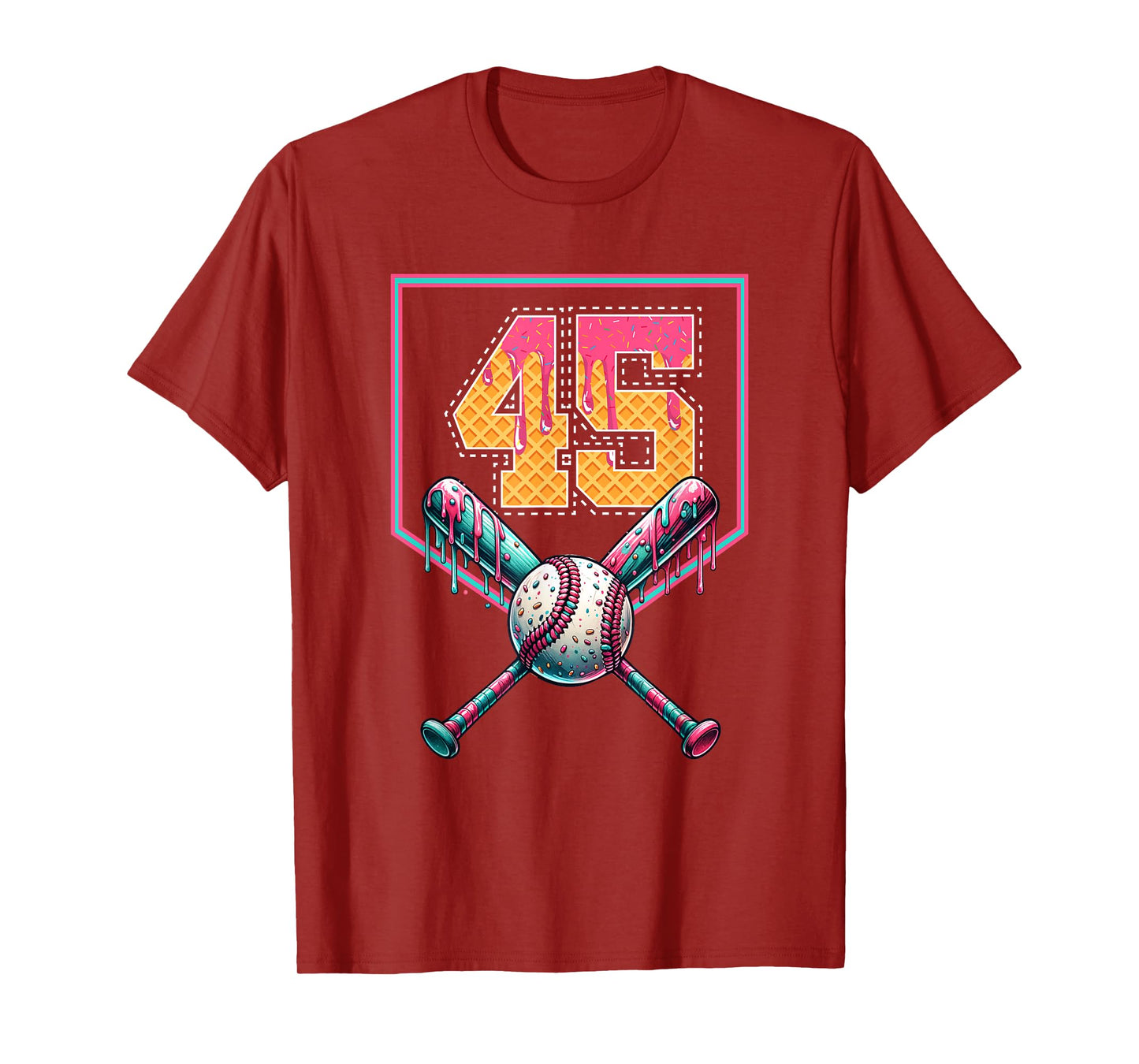 Baseball Drip Number 45 Player Or 45th Birthday T-Shirt